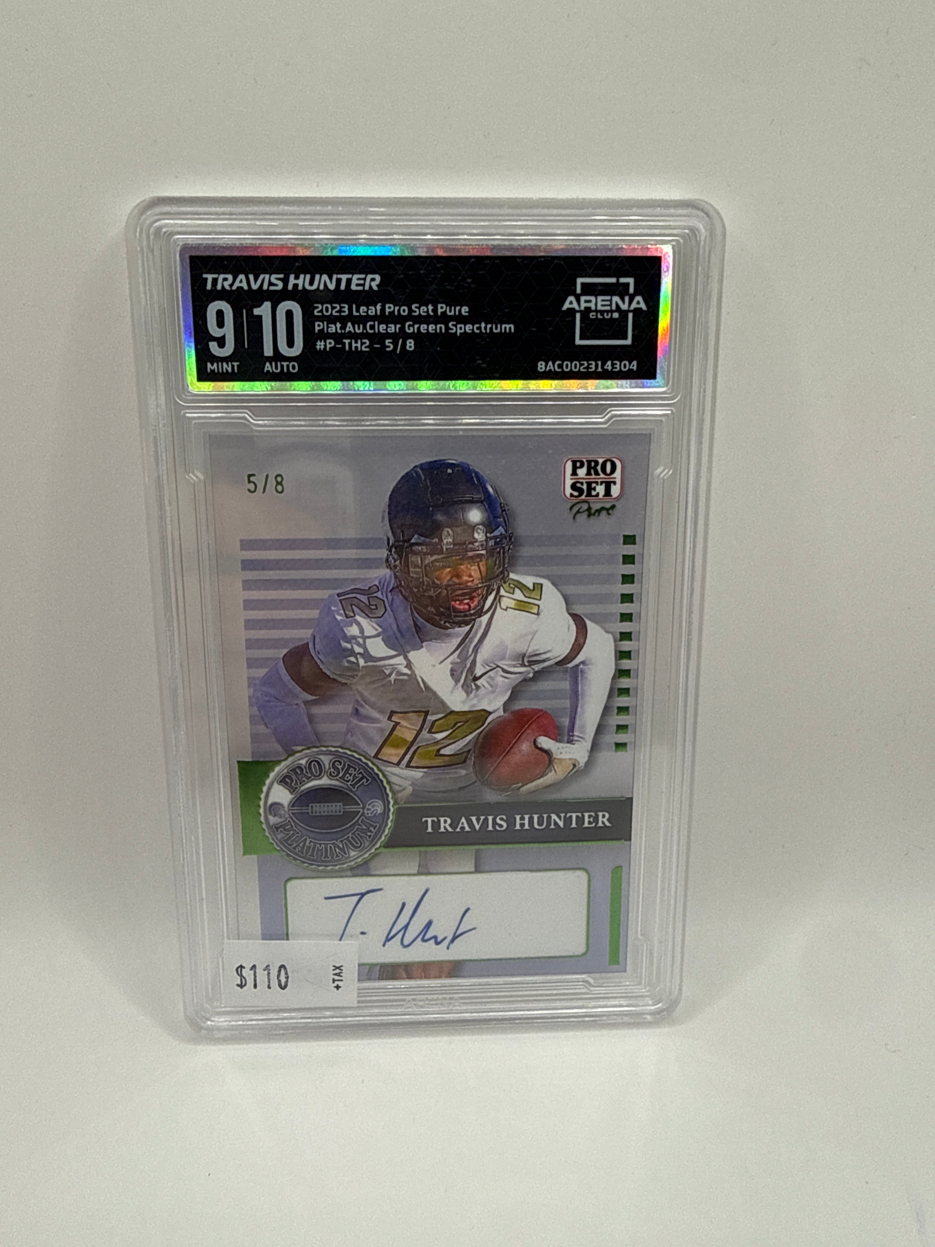 2023 Arena Club Pro Set Pure Platinum Travis Hunter Green Spectrum Autograph 5/8 AC 9/10
