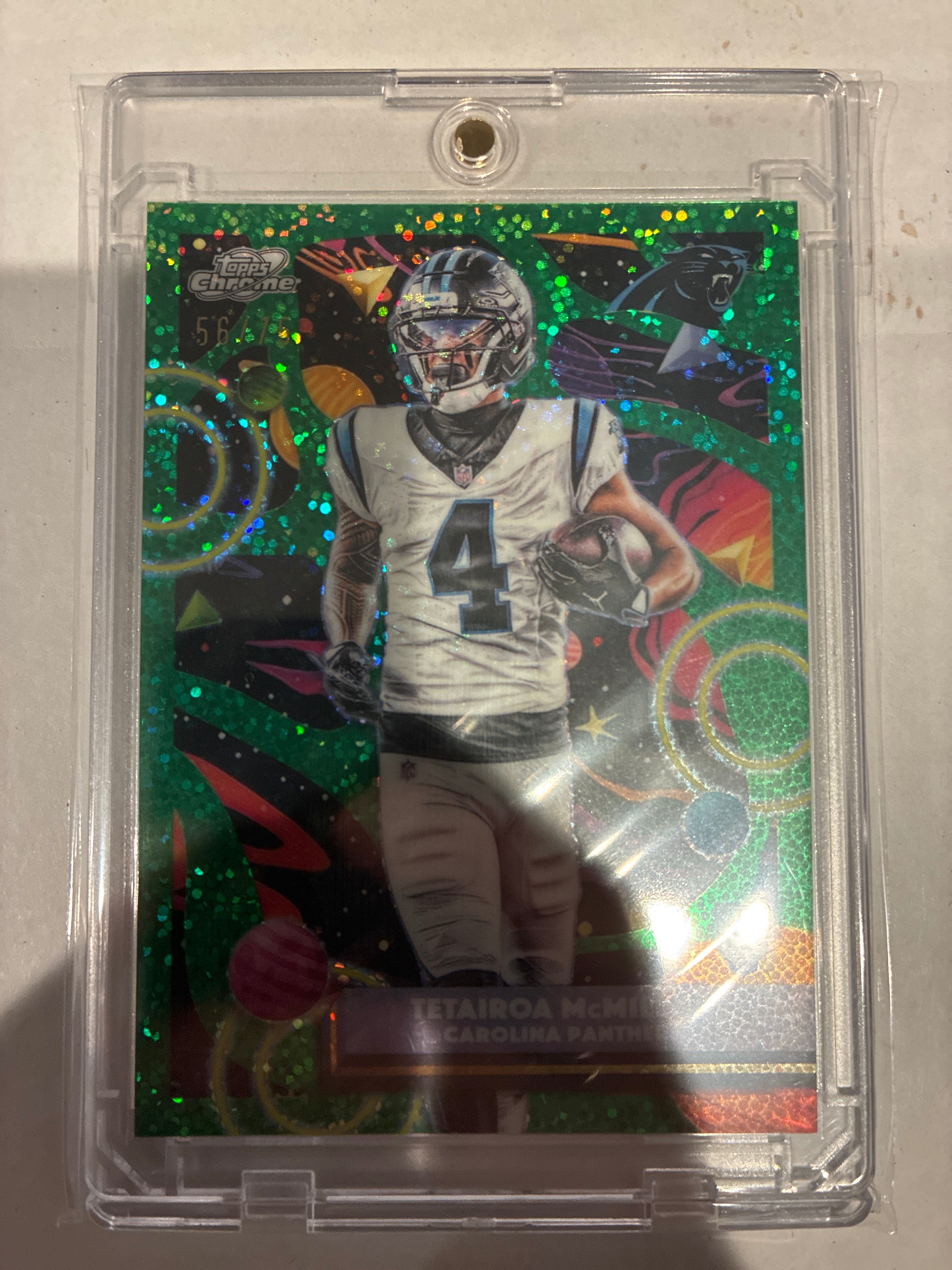 2025 Topps Cosmic Chrome Rookies Tetairoa McMillan #113 Green Equinox Refractor 56/75