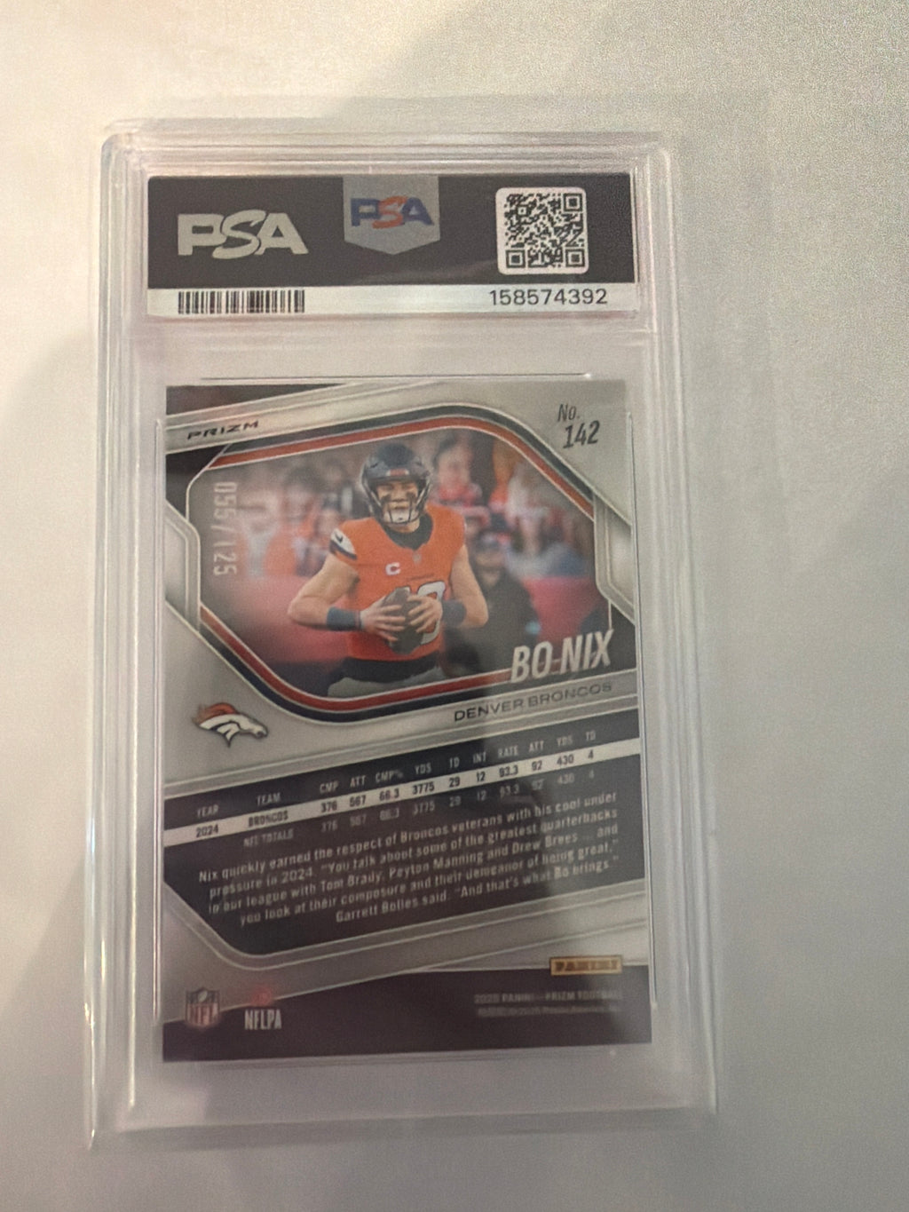 2025 Bo nix no huddle blue PSA 10