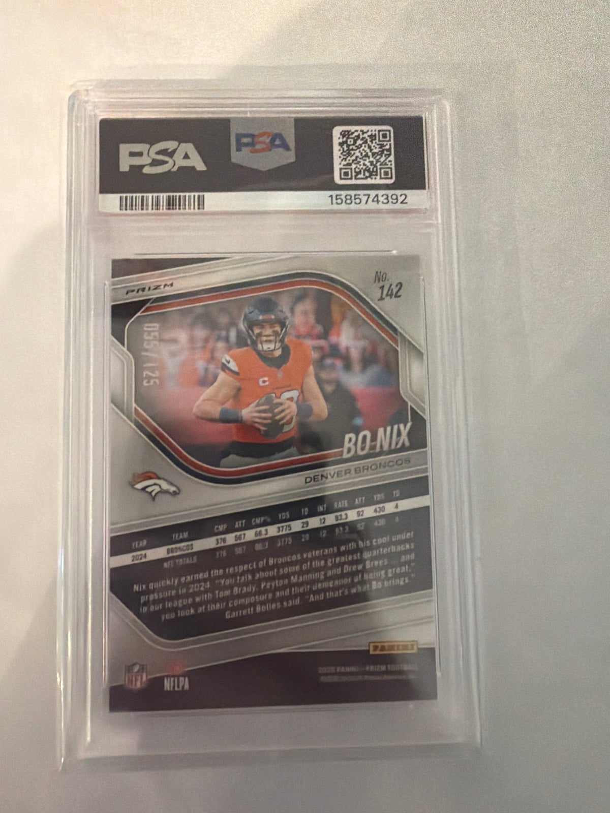 2025 Bo nix no huddle blue PSA 10