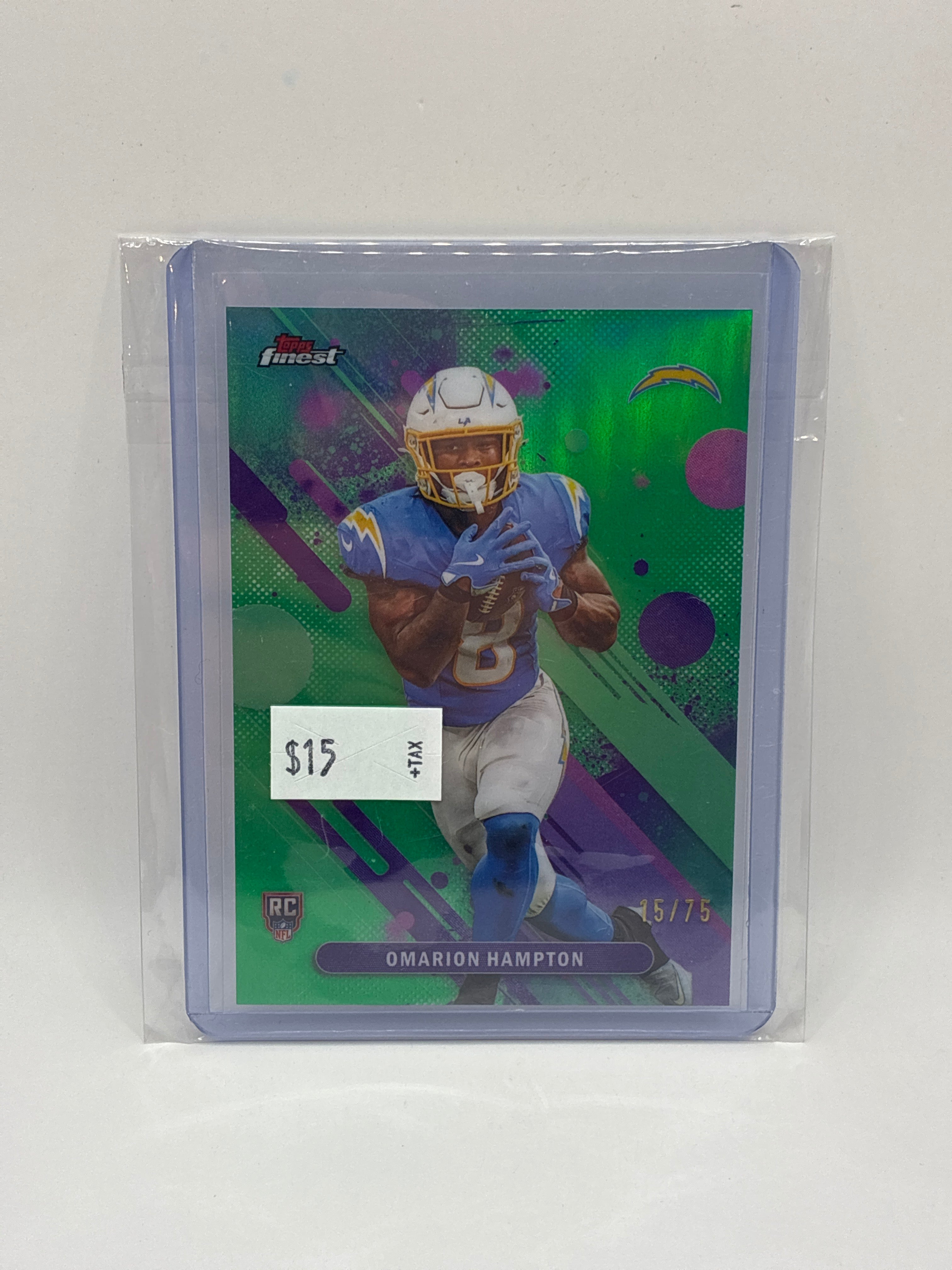 2025 Topps Finest Green Refractor Omarion Hampton 15/75