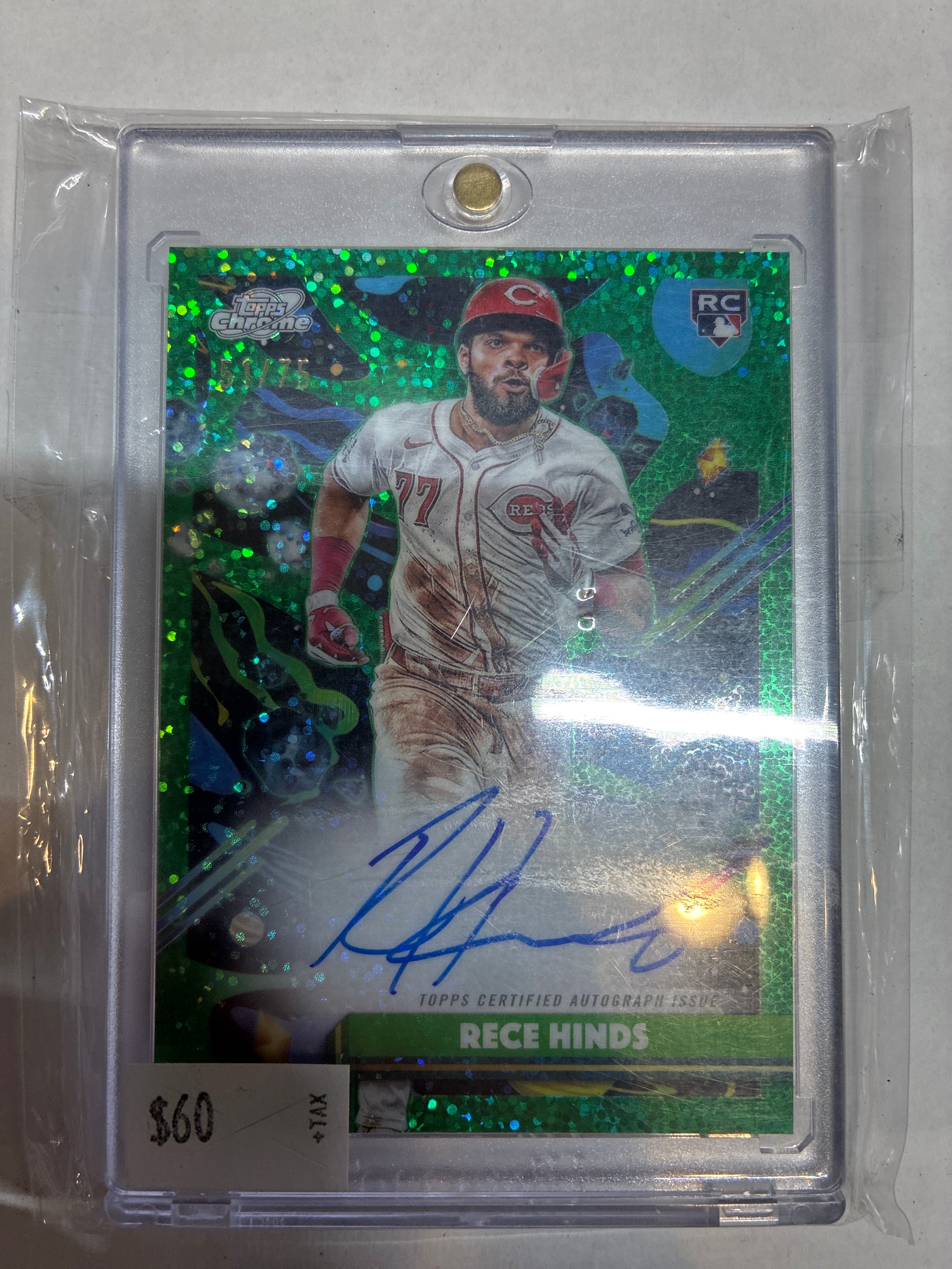 2025 Topps Baseball Rece Hinds Auto /75 Green Sparkles Rookie Card #CCA-RH