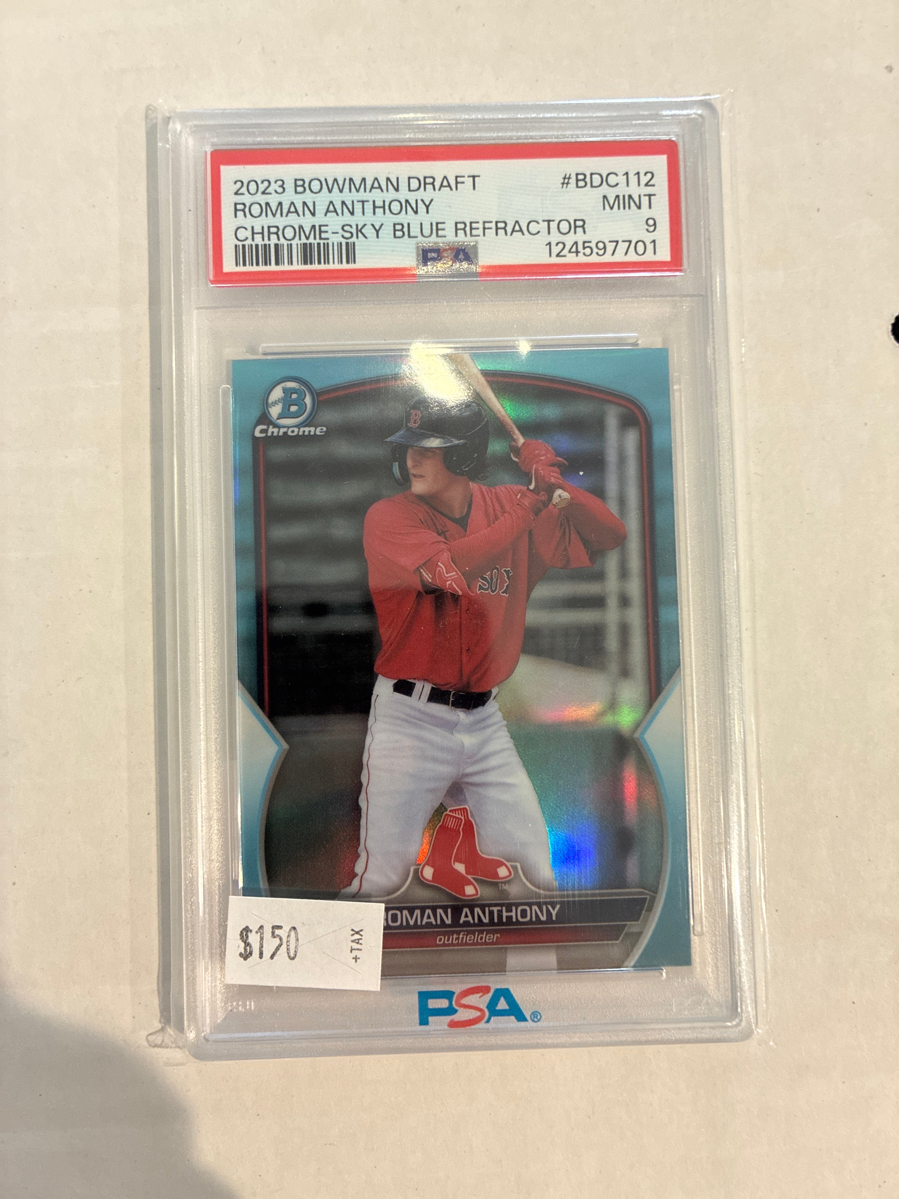 2023 Bowman Draft Roman Anthony Chrome-Sky Blue Refractor PSA 9