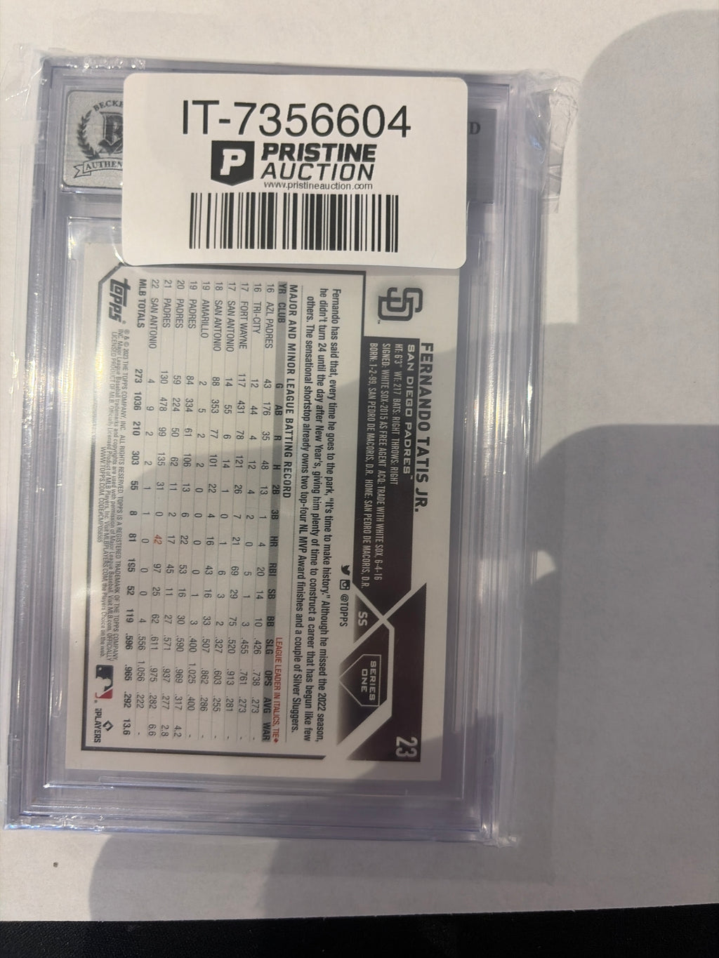 2023 Topps Fernando Tatis auto Beckett 10