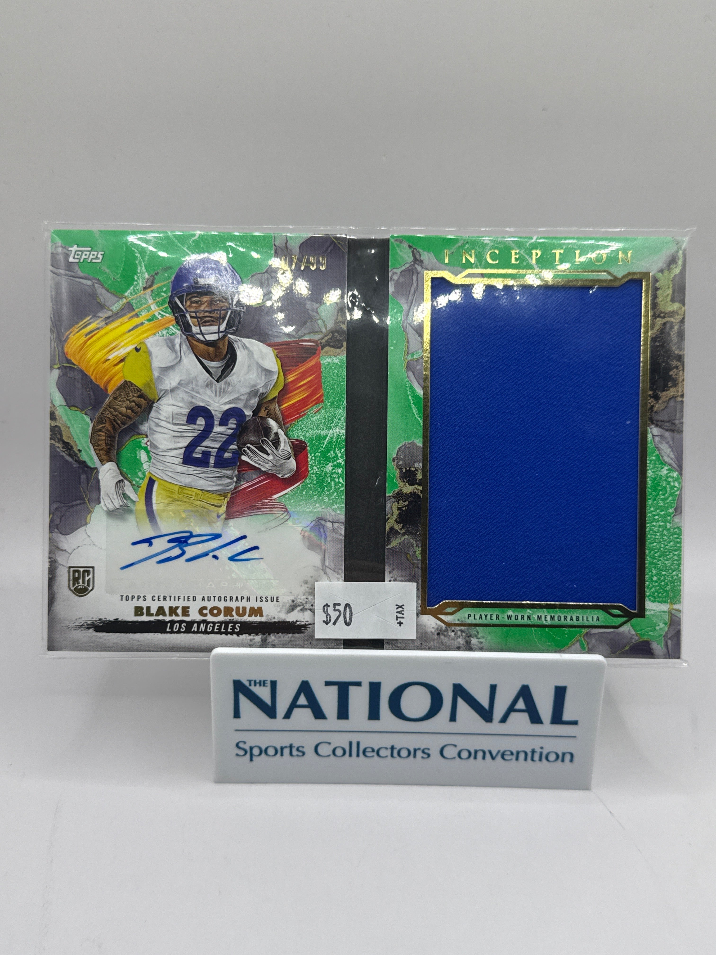2024 Topps Inception Blake Corum RPA Booklet Green 07/99