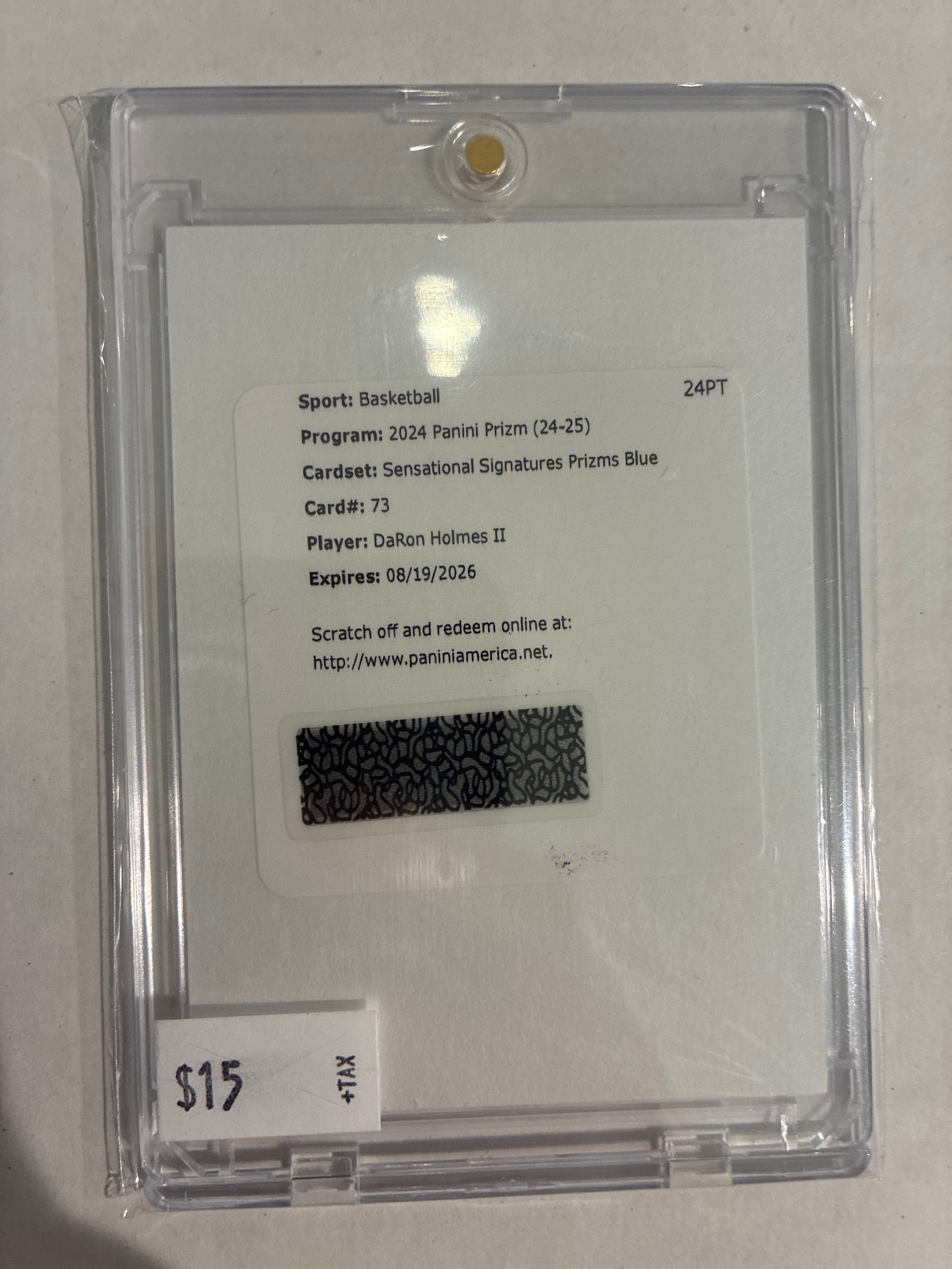 2024 Panini Prizm DaRon Holmes II Sensational Signatures Prizms Blue Redemption Card