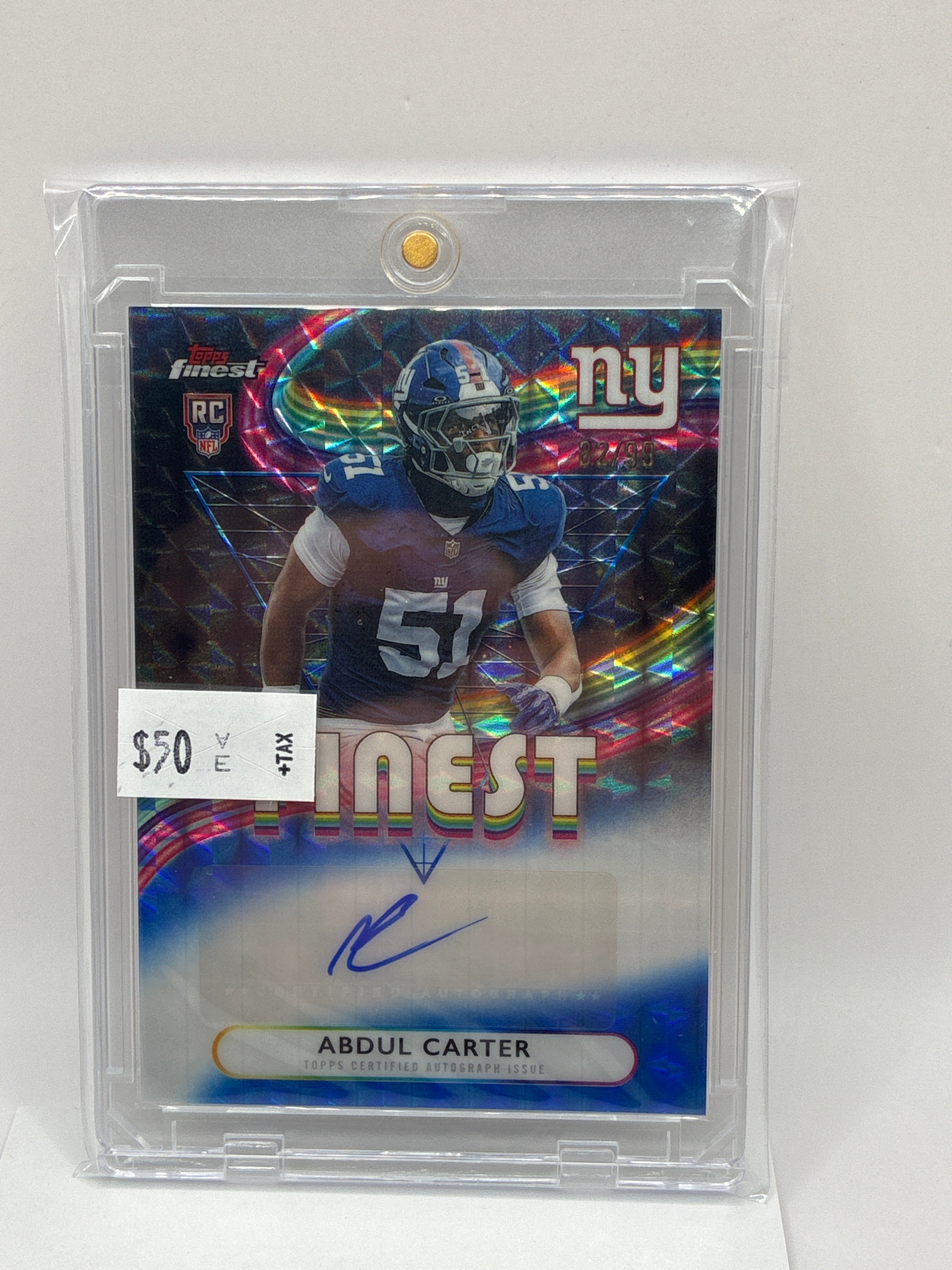 2025 Topps Finest Abdul Carter Autograph Blue Geometric 82/99