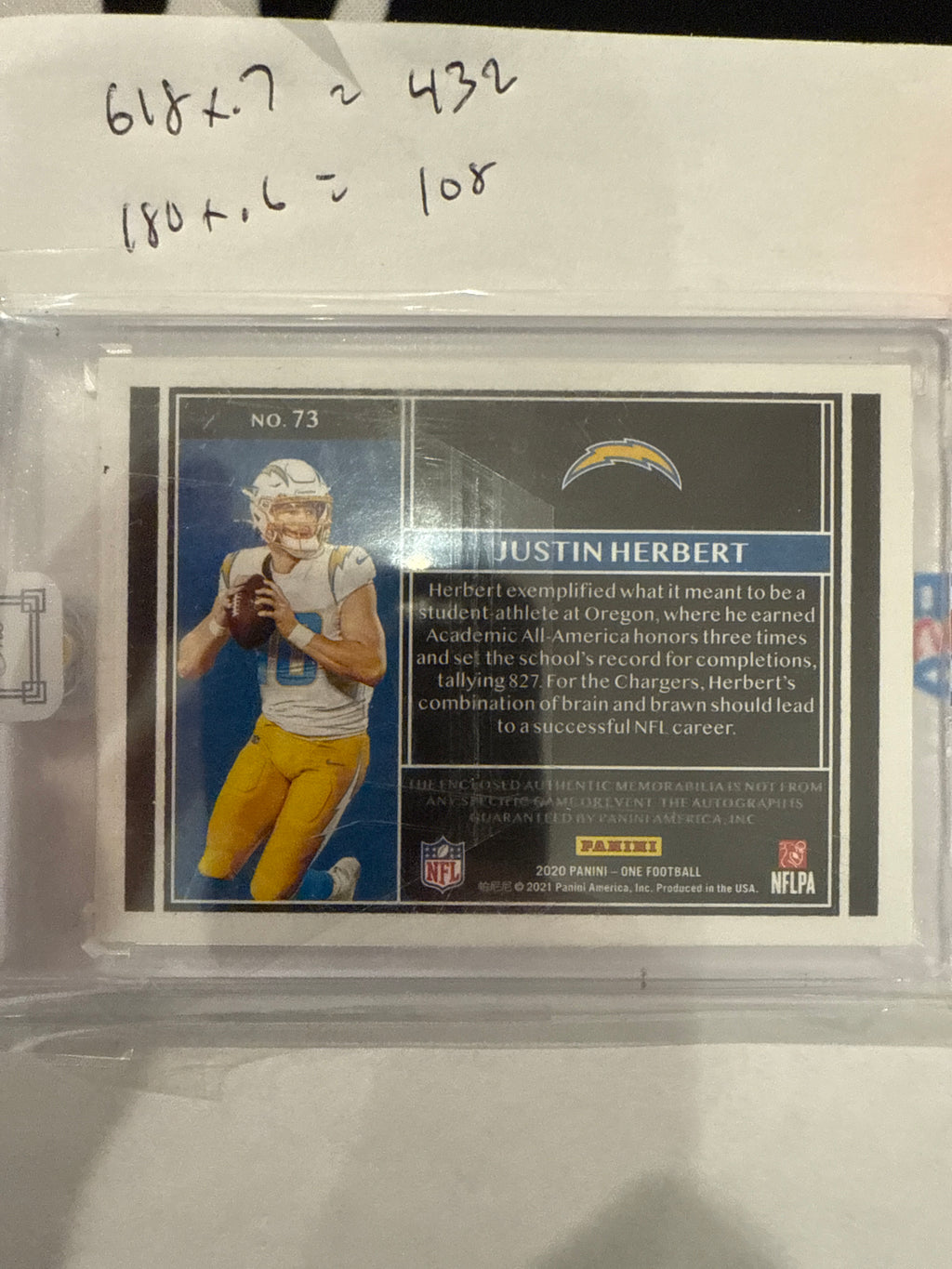 2020 One Justin Herbert RPA 41/49