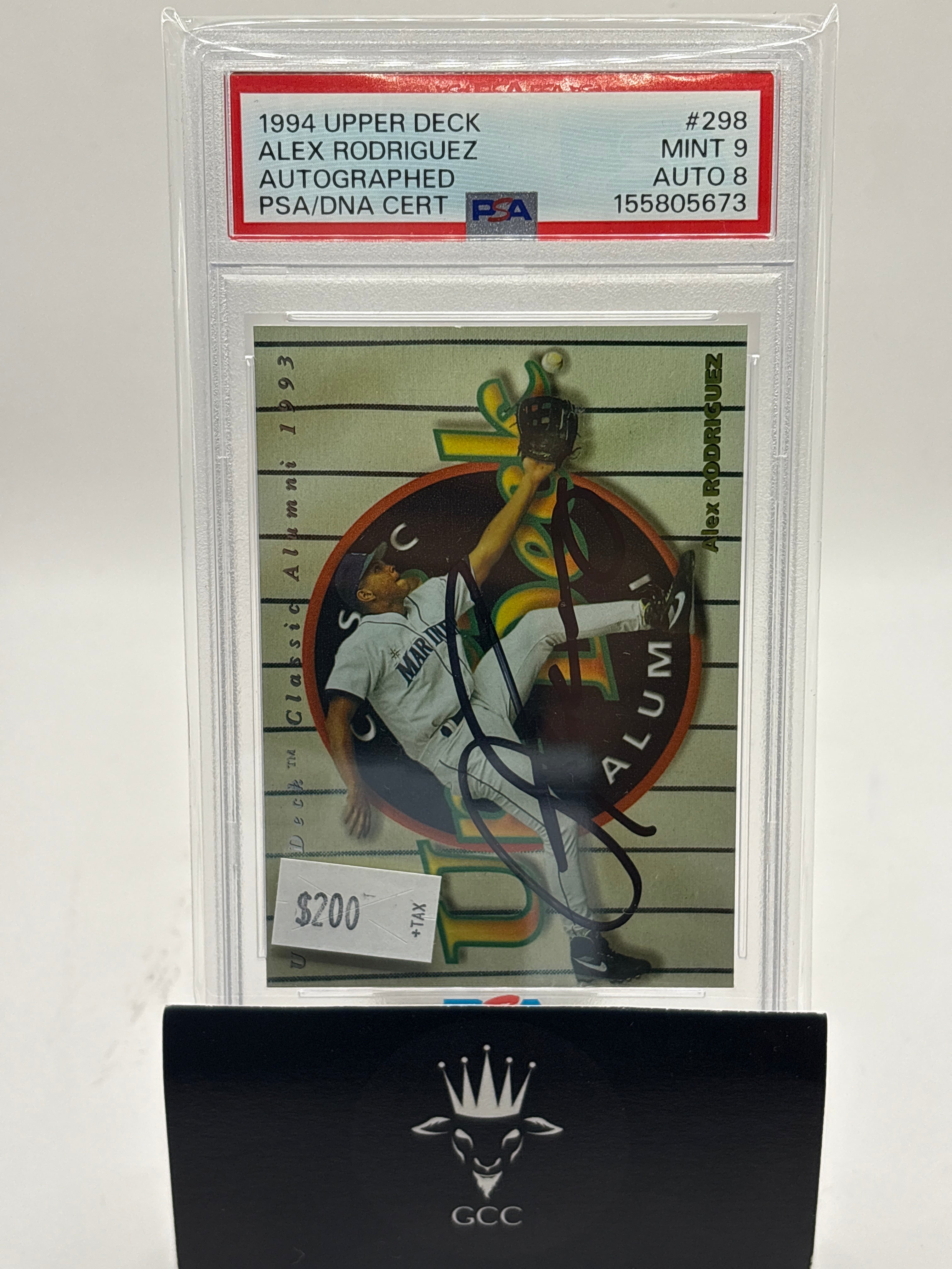 1994 Upper Deck Classic Alumni Alex Rodriguez #298 PSA 9 Auto 8
