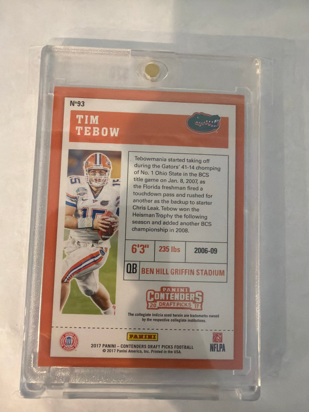 2017 Panini contender draft picks Tim Tebow season ticket ￼