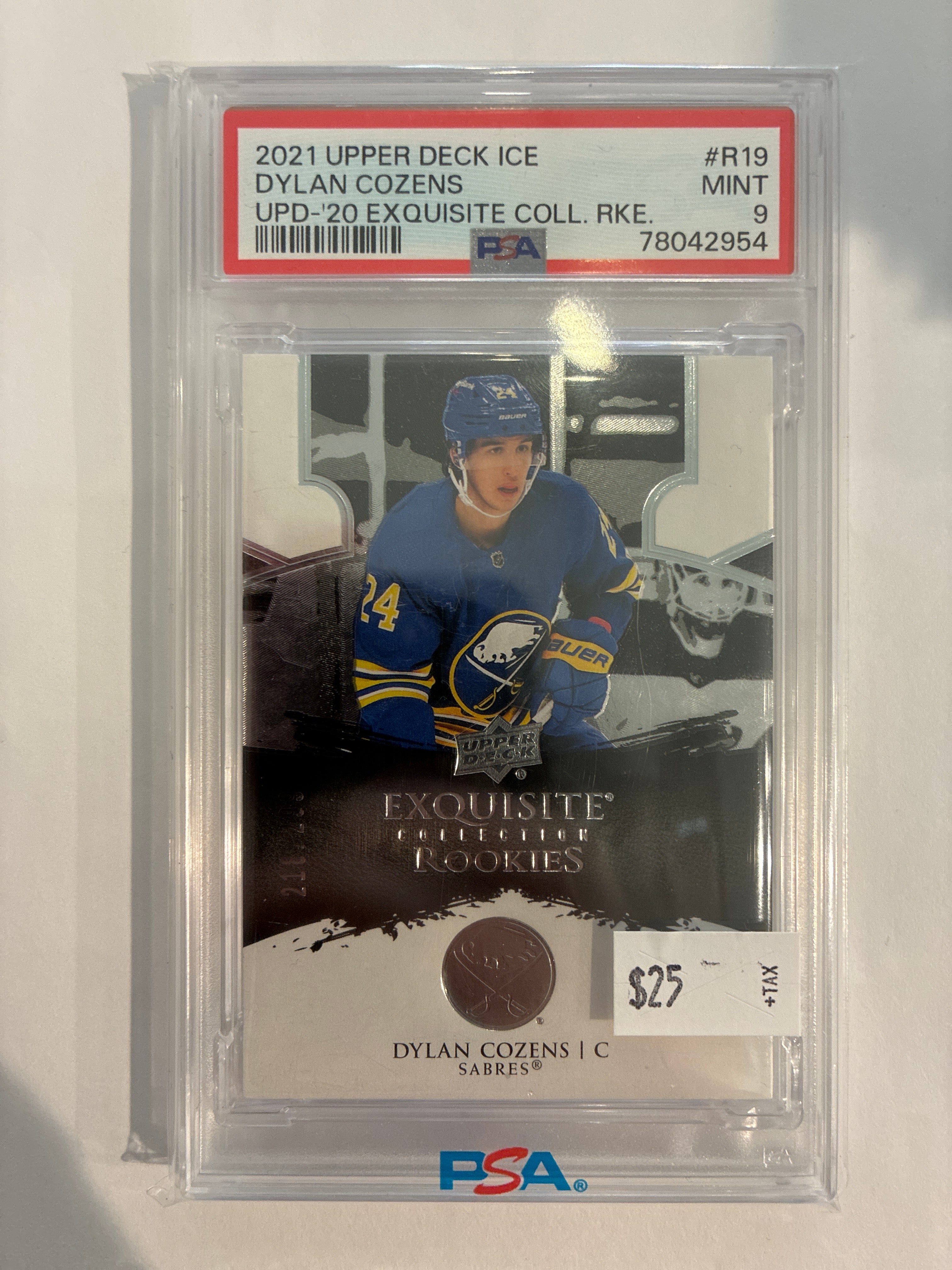 2022-23 Upper Deck Ice Update Rookie Exquisite Signatures Dylan Cozens 218/299 PSA 9
