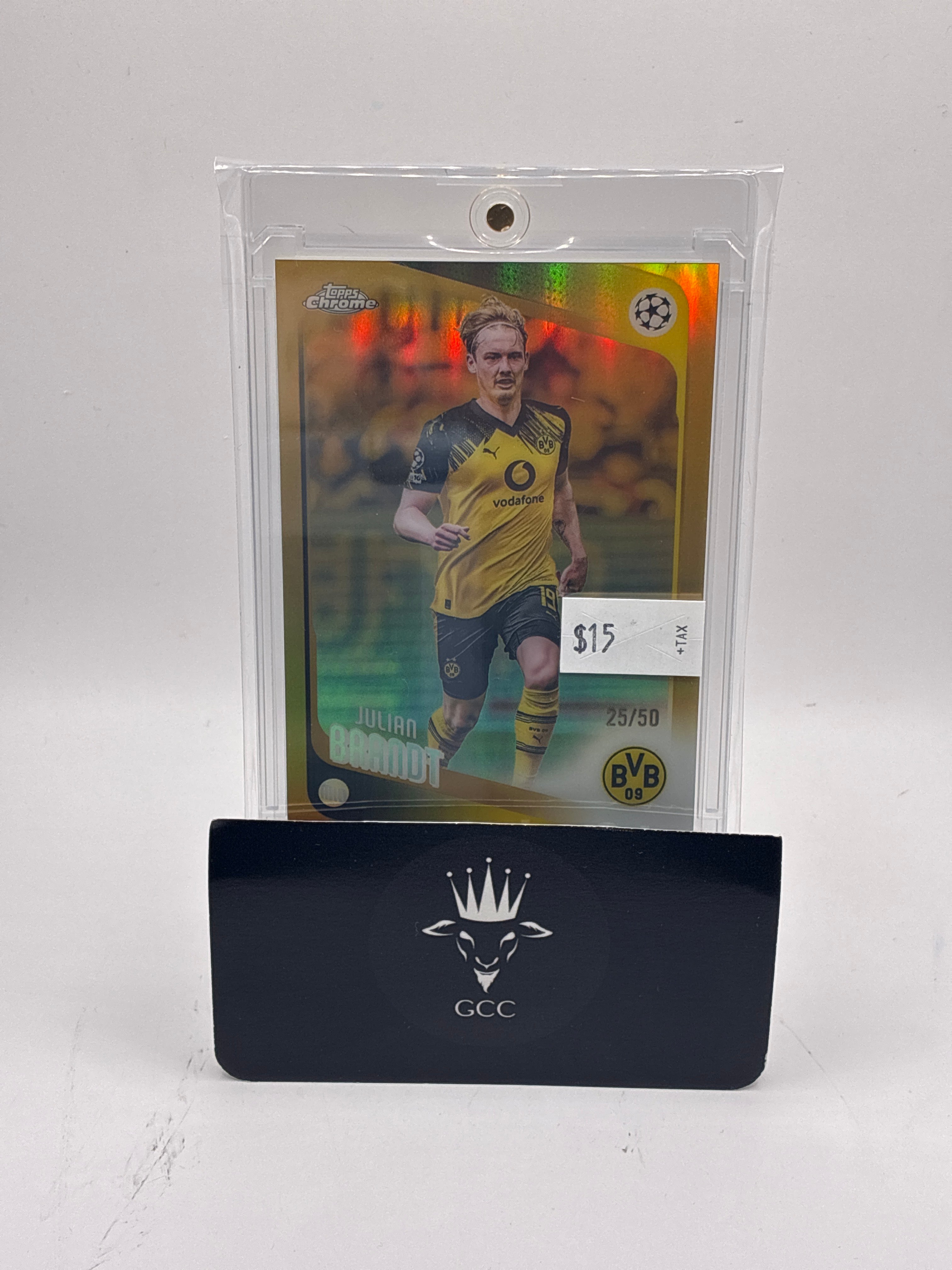 2025-26 Topps Chrome Uefa Club Competitions Julian Brandt Yellow Refractor 25/50