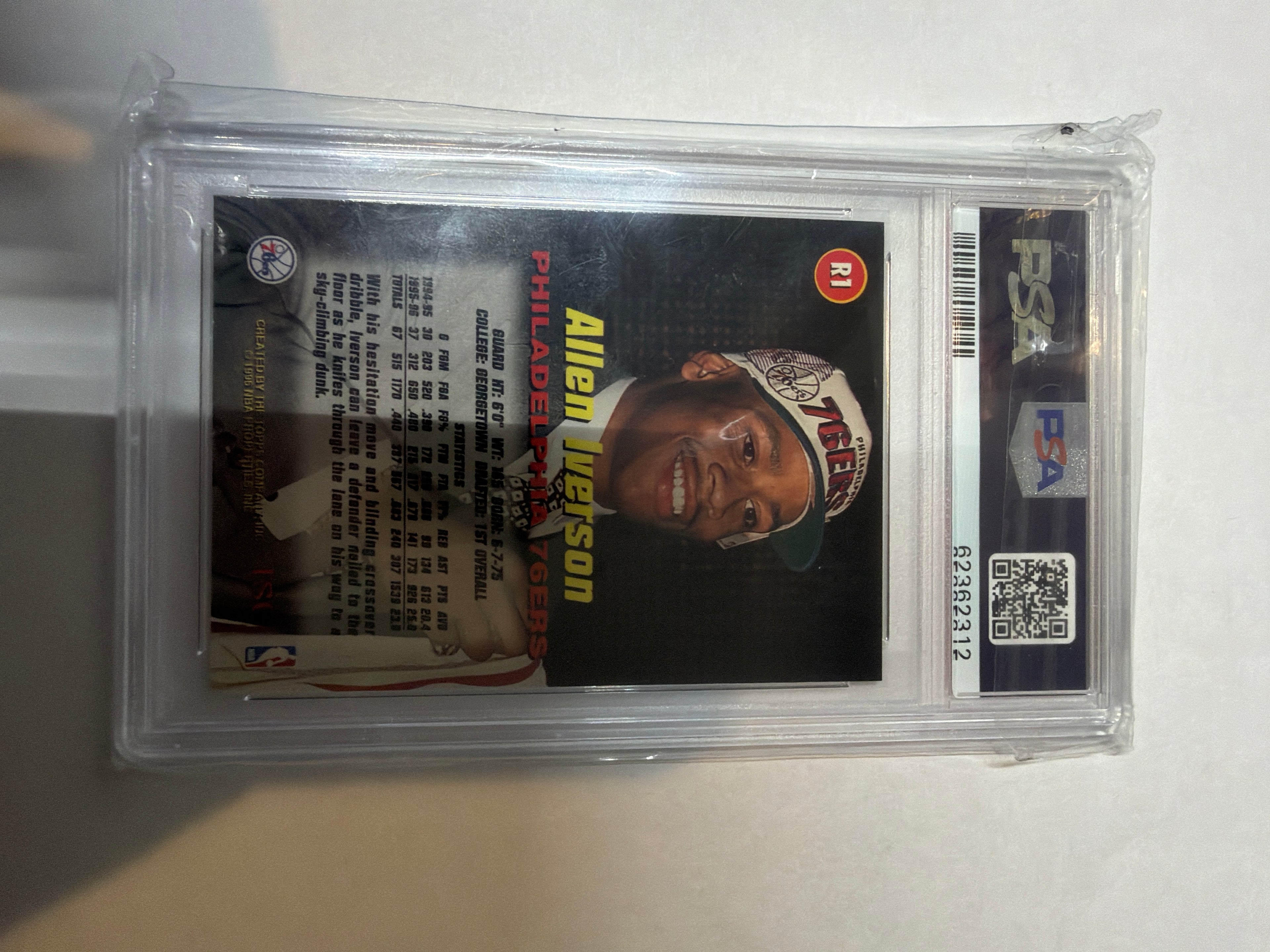 1996 stadium club Allen iverson rookies 1 PSA9