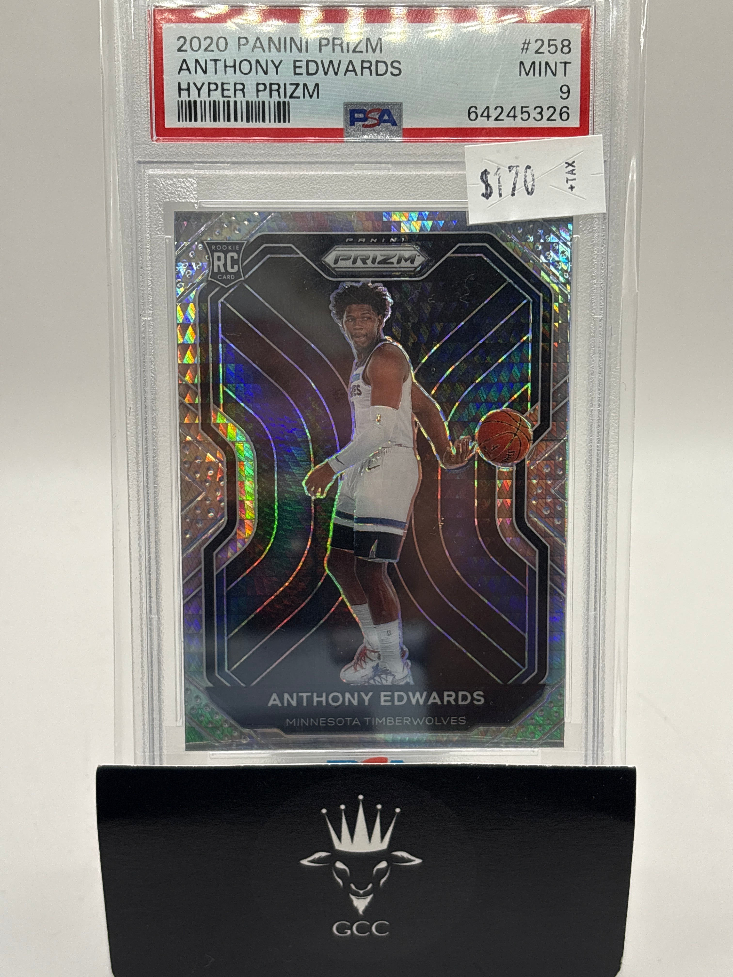 2020-21 Panini Prizm Anthony Edwards #258 Hyper Prizm PSA 9
