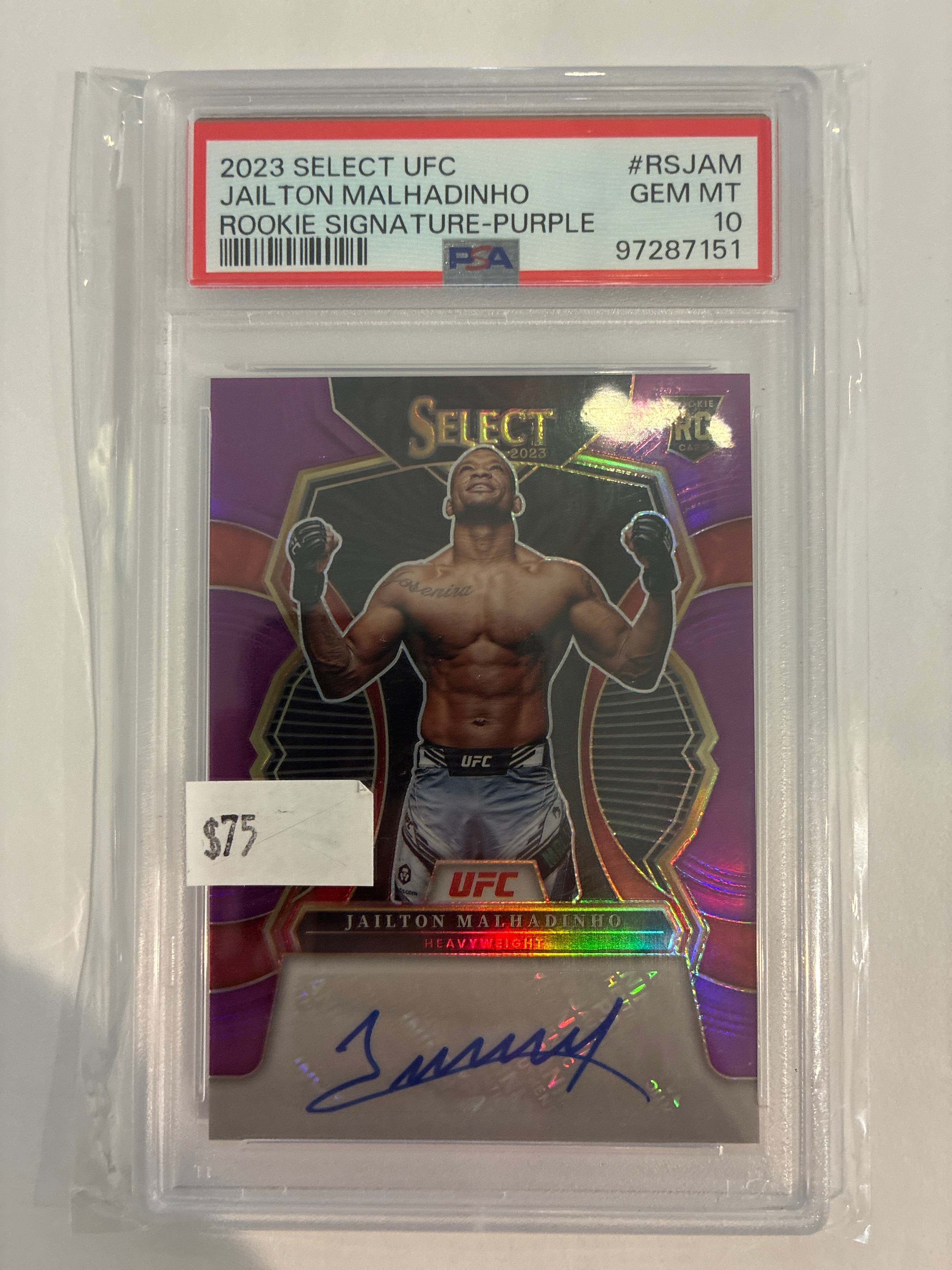 2023 Select UFC Jailton Maharishi Rookie Signature Purple #RSJAM PSA 10