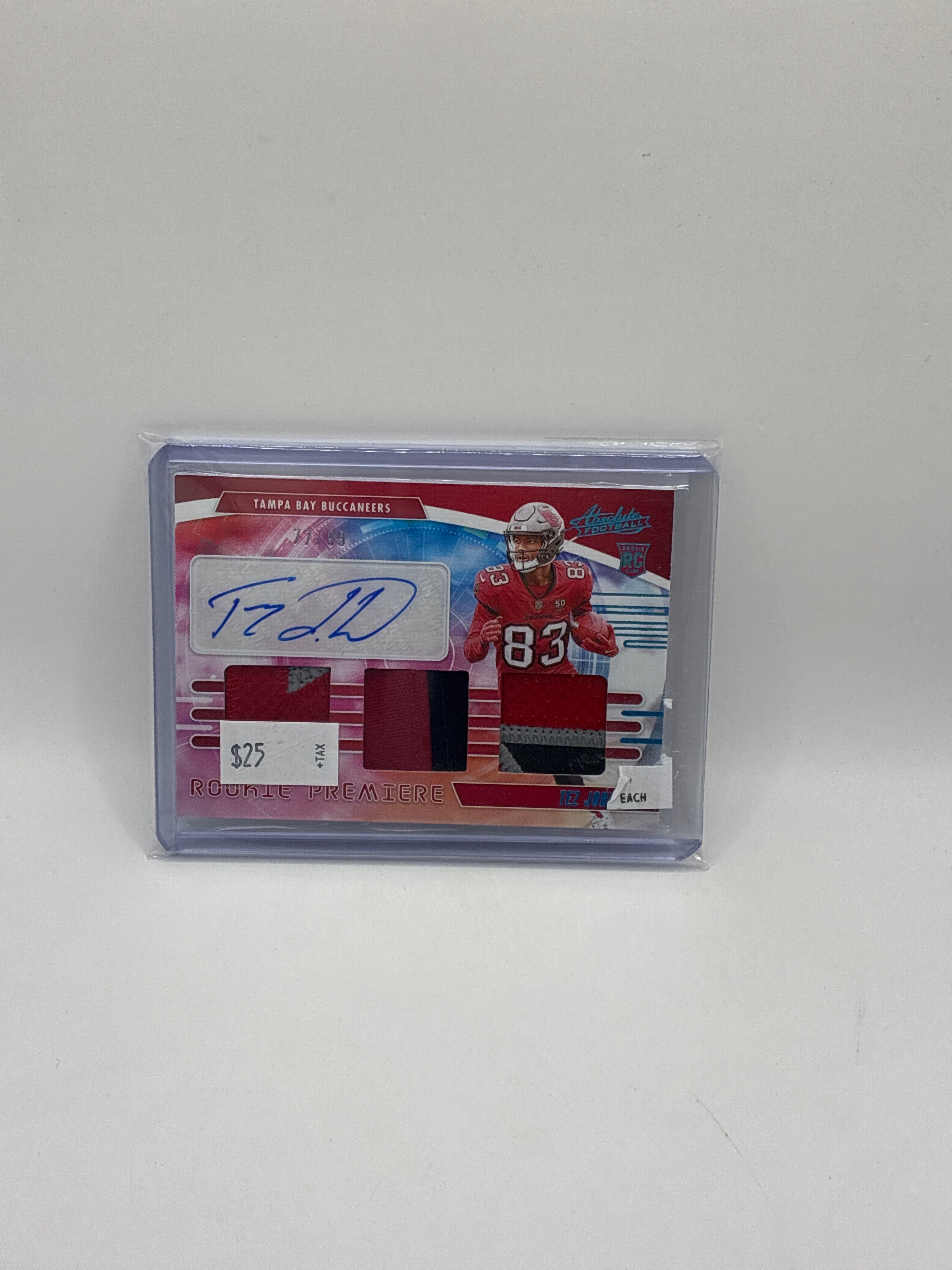 2025 Panini Absolute Rookie Premiere Material Autograph Tez Johnson 77/99