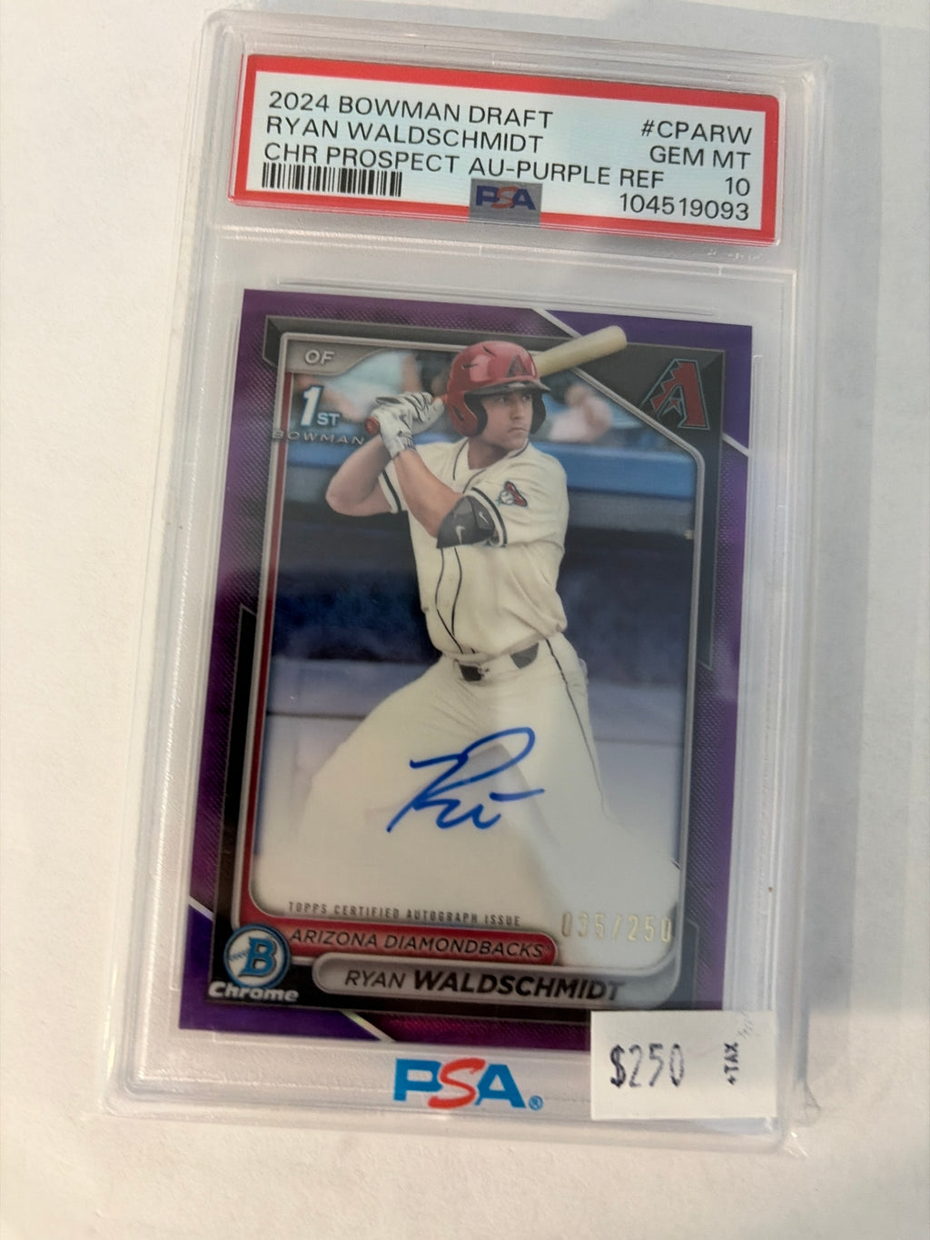2024 bowman draft Ryan Waldschmidt prospect purple ref PSA10 35/250
