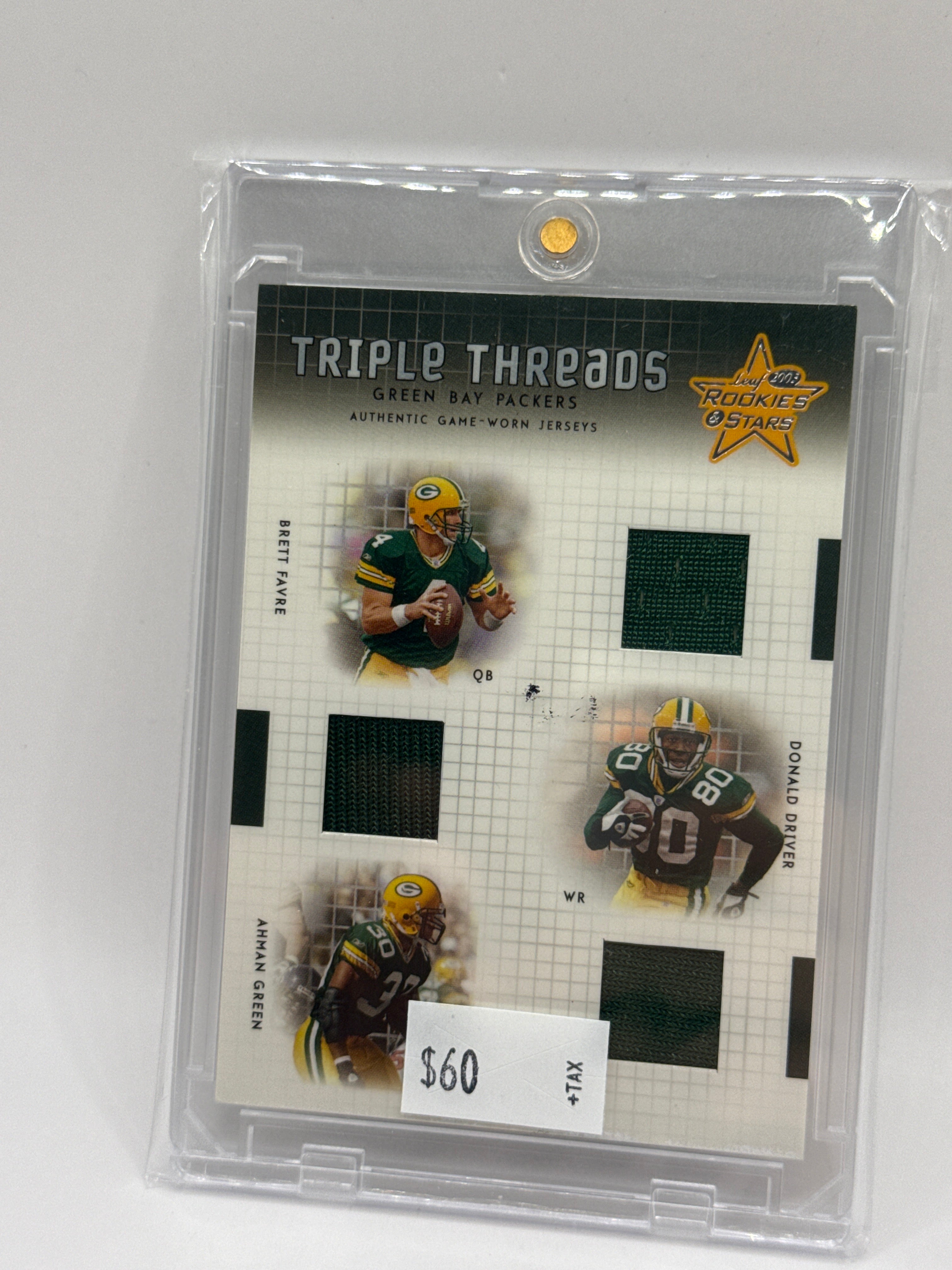 2003 Rookies & Stars Farve/Driver/Green Triple Threads 32/100