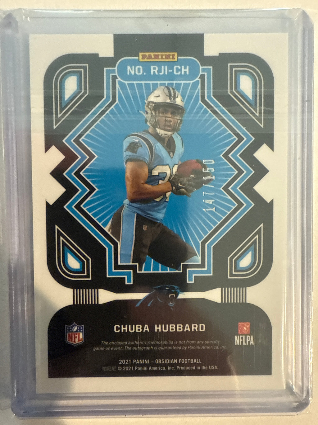 2021 Obsidian Chuba Hubbard 147/150 Patch Auto