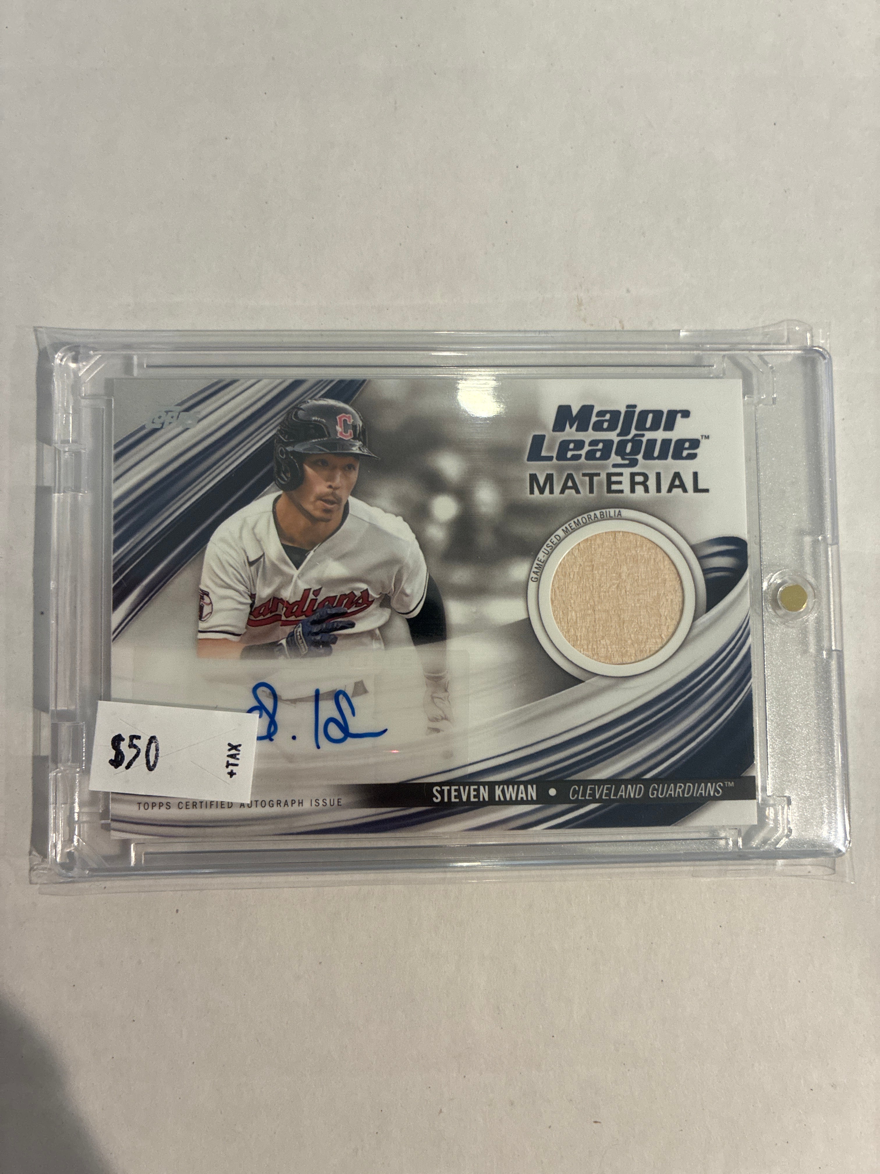 2023 Topps Steven Kwan /50 Auto + Bat Piece