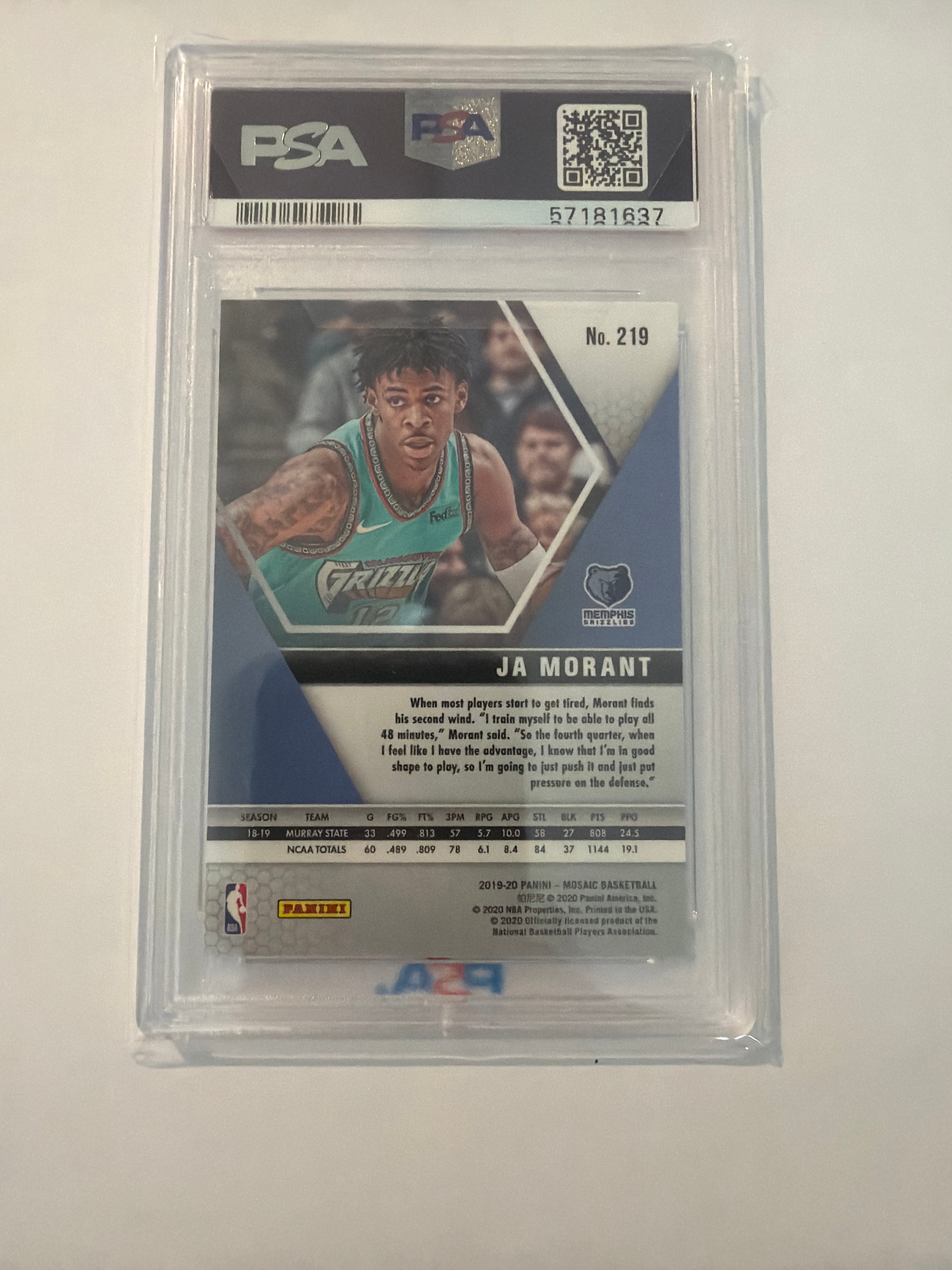2019 mosaic Ja Morant PSA10