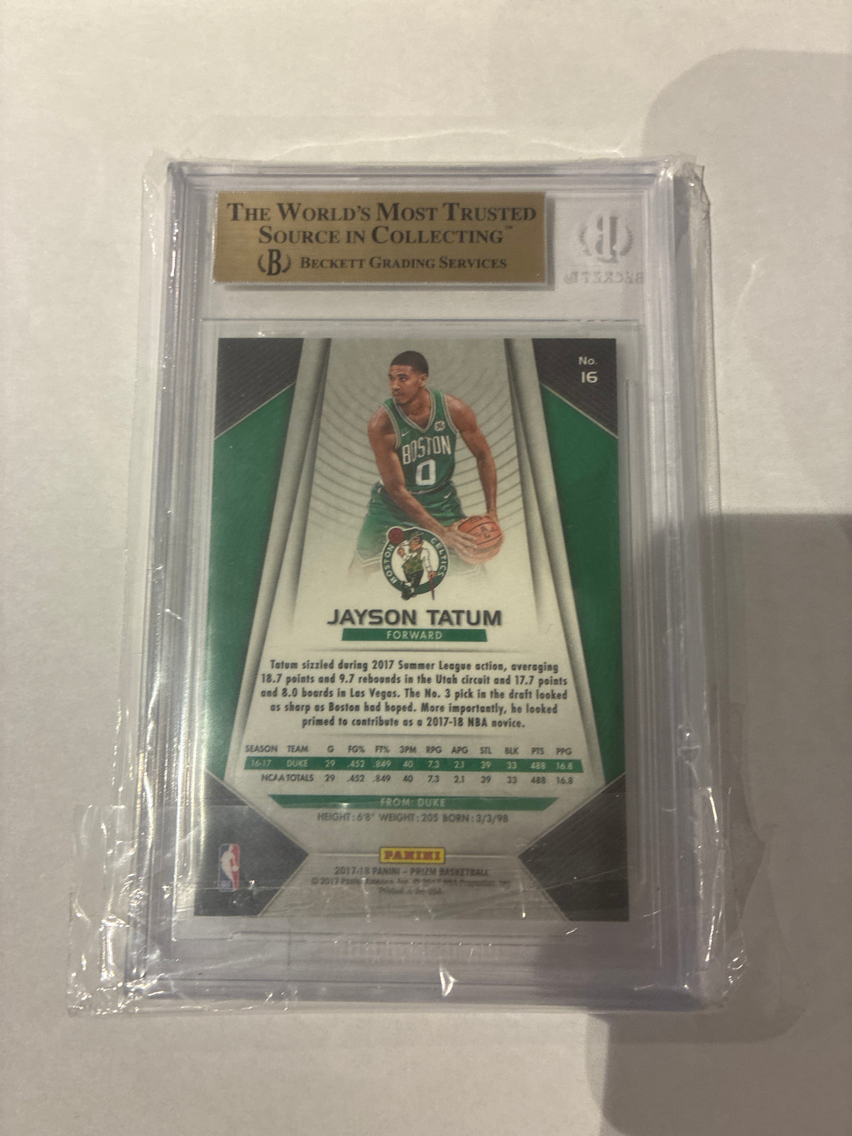 2017/18 Panini Prizm Jayson Tatum Beckett 9.5 ￼