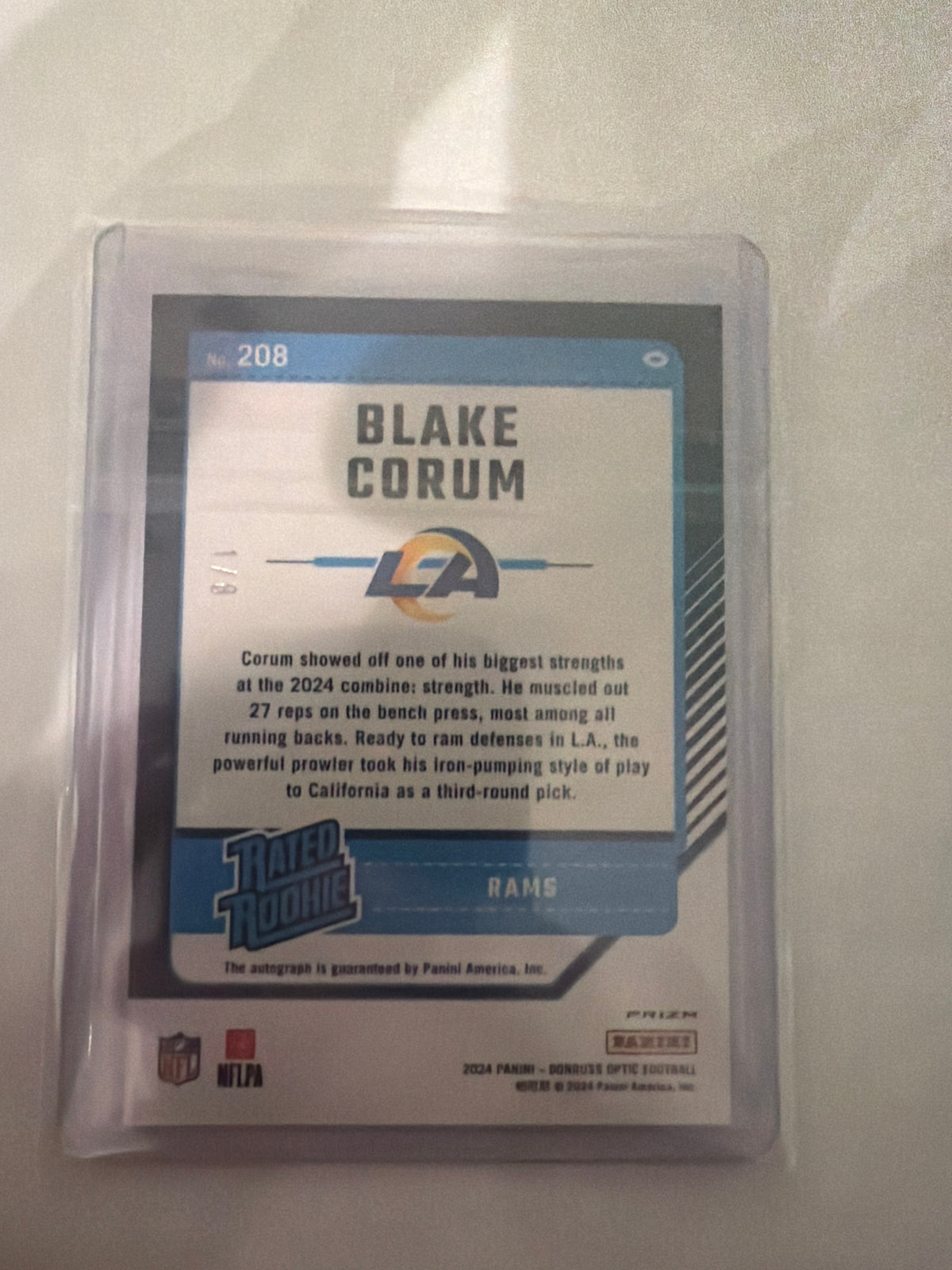 2024 Panini Donruss Optic Blake Corum Autograph Rated Rookie