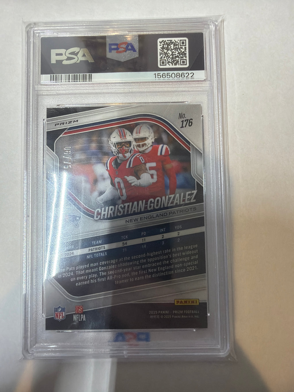 2025 Prizm Christian Gonzalez no huddle purple PSA9