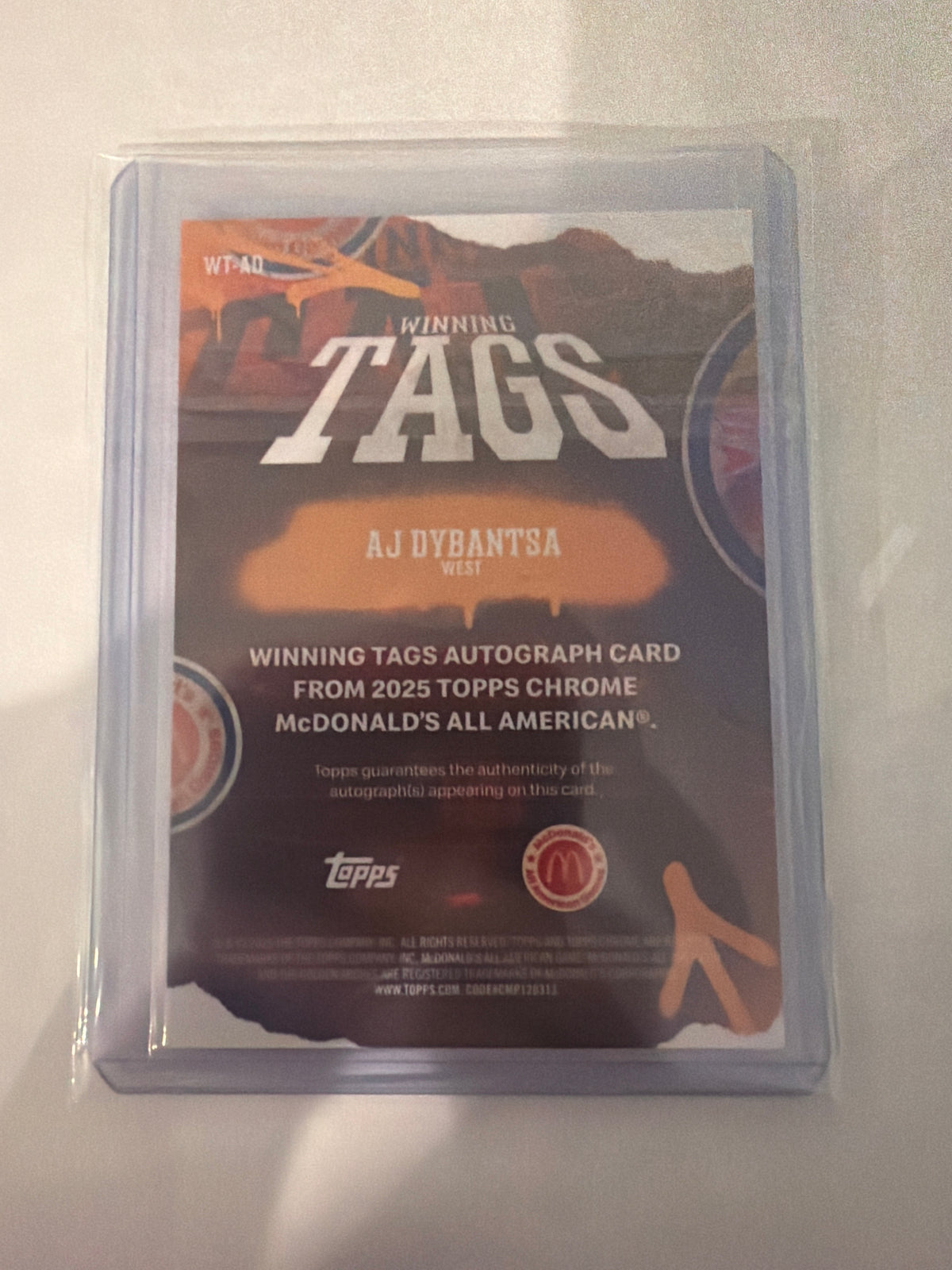 2025 Topps Crome, AJ Dybantsa auto McDonald’s ￼