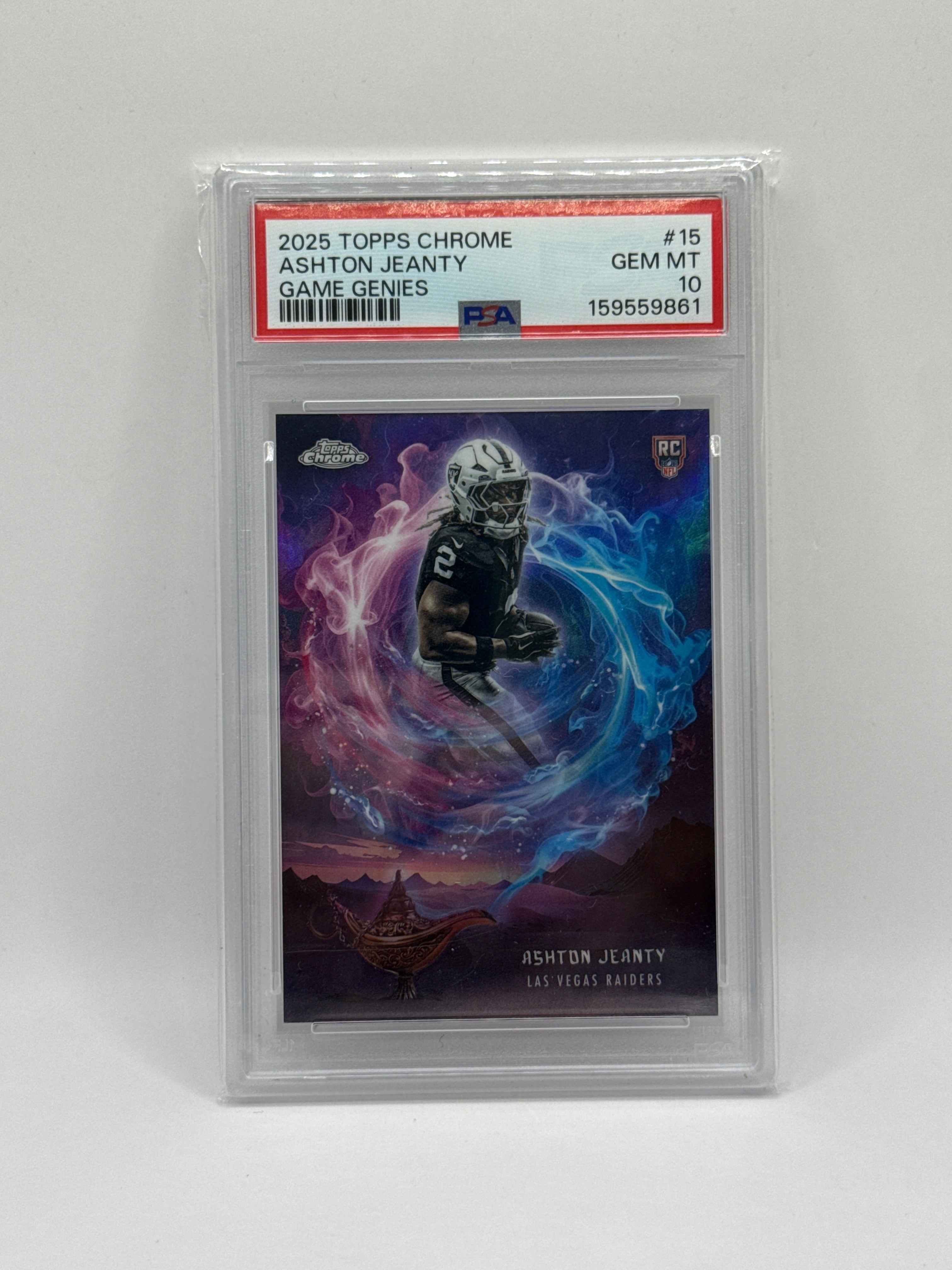 2025 Topps chrome Ashton Jeanty game Genies PSA 10