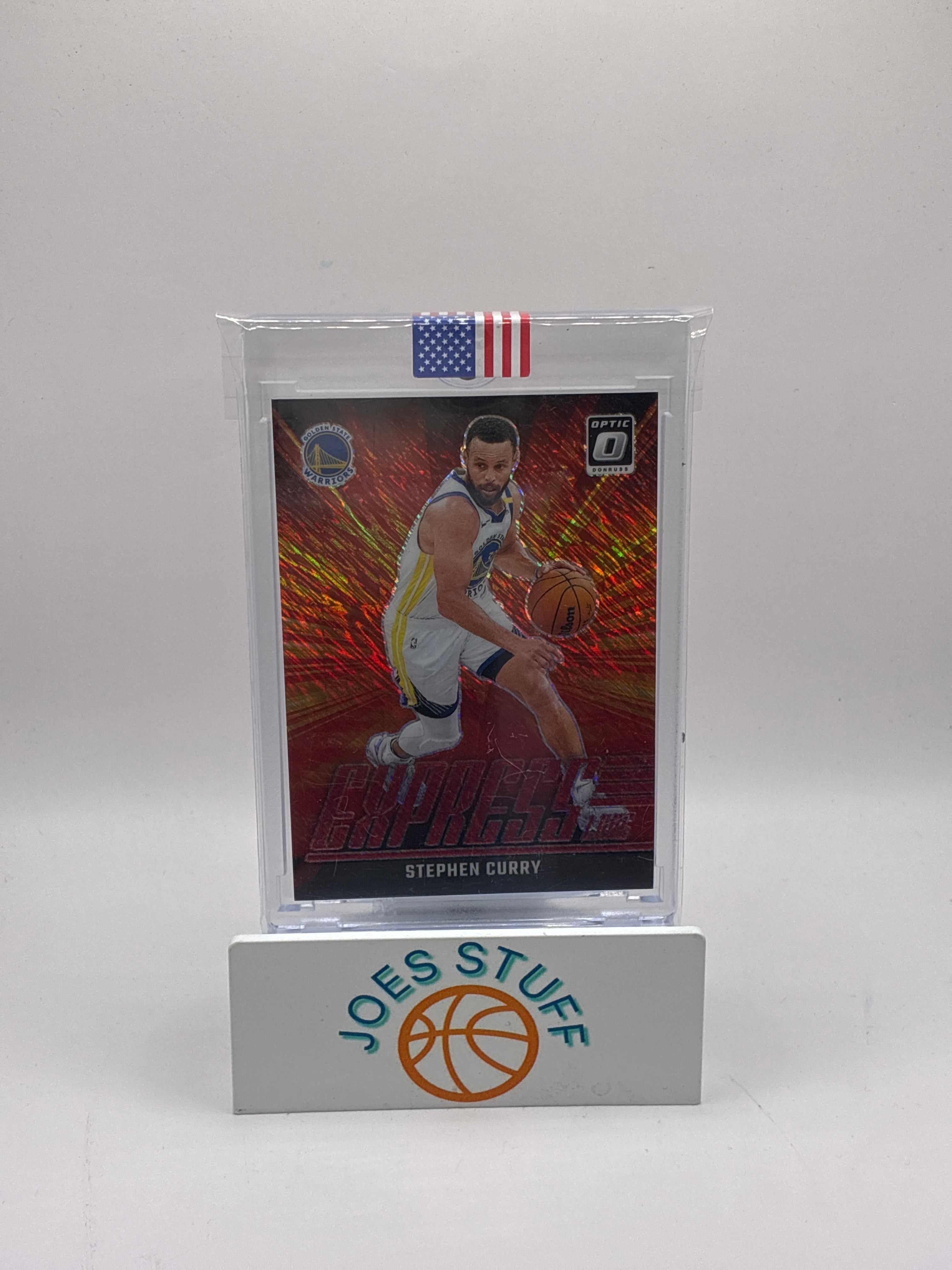 2024-25 Panini Donruss Optic Express Lane Stephen Curry Red Shimmer Prizm 07/75