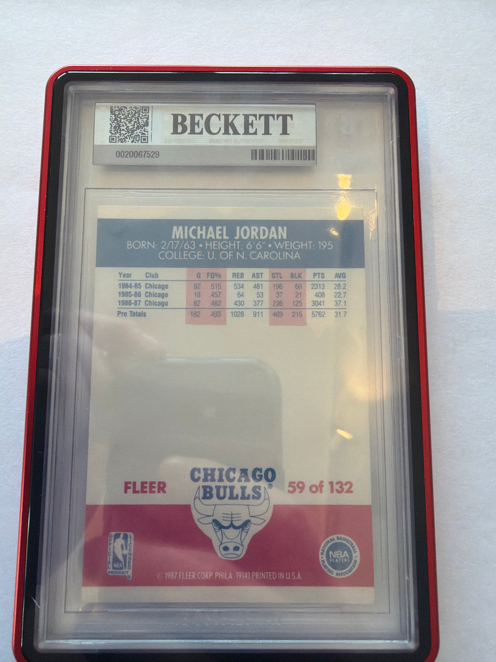 1987/88 fleet Michael Jordan Becket 7.5