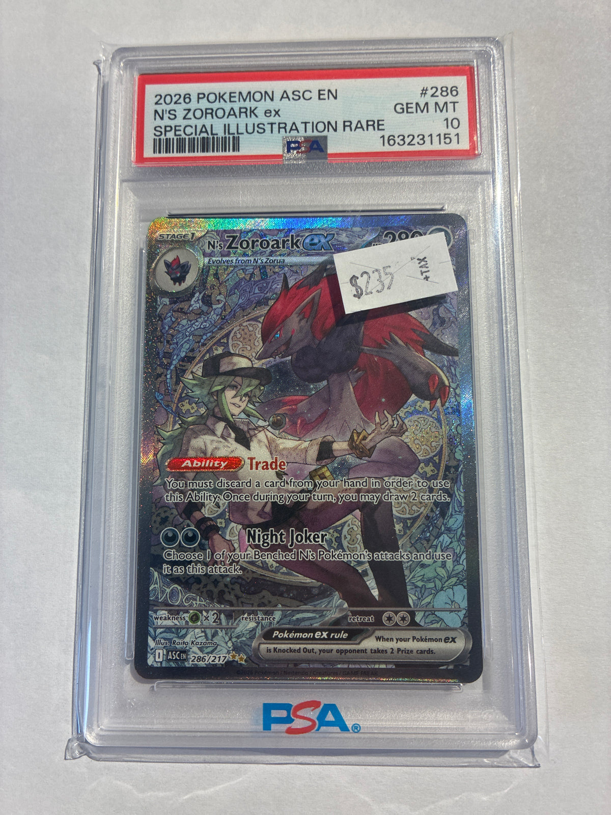 N’s Zoroark 286/217 EX PSA 10