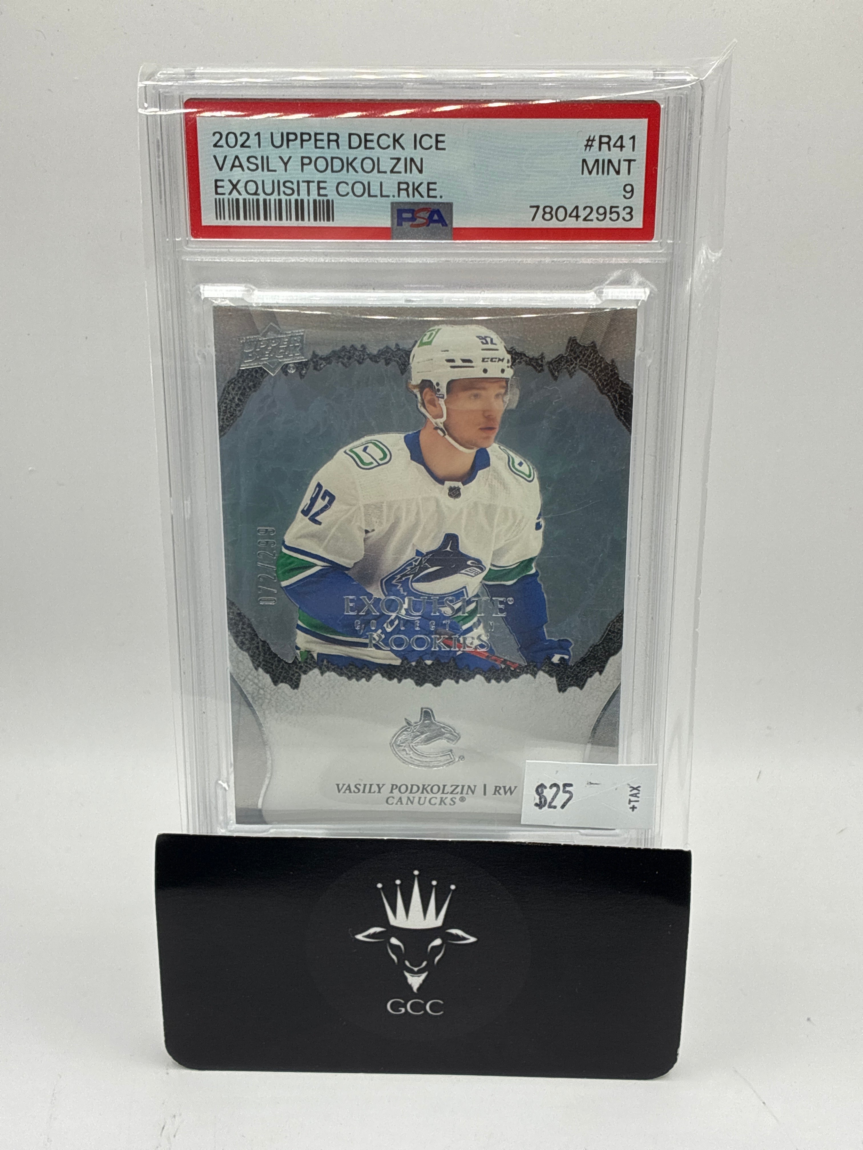 2021-22 Upper Deck Ice Exquisite Collection Rookies Vasily Podkolzin PSA 9