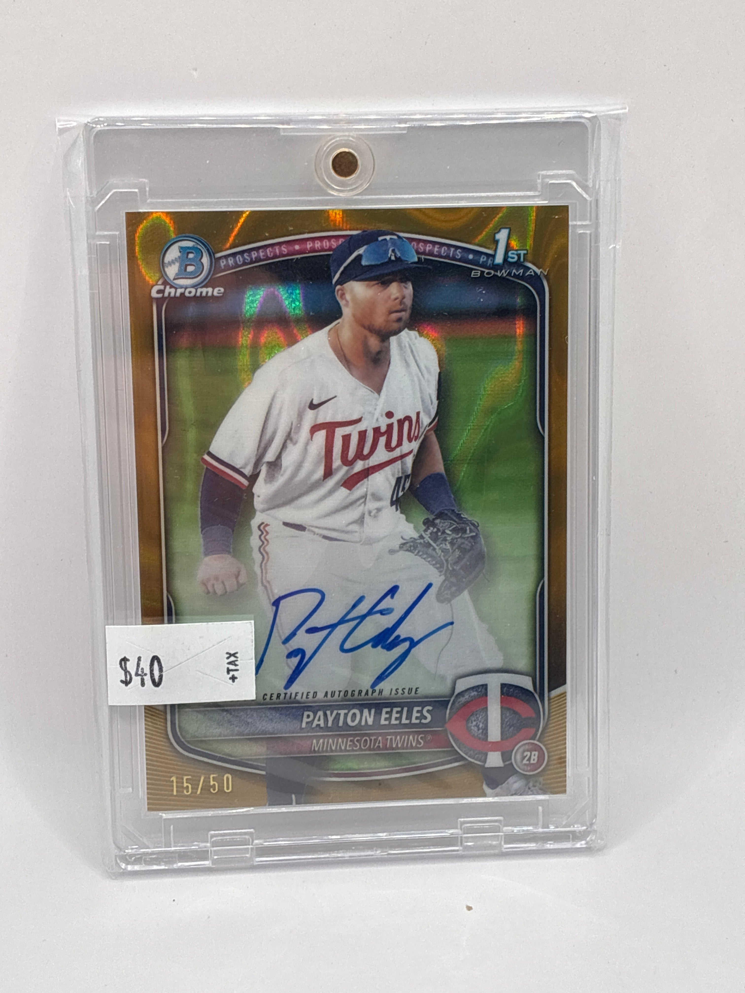2025 Bowman Chrome Payton Eeles First Bowman Autograph Gold Lava 15/50