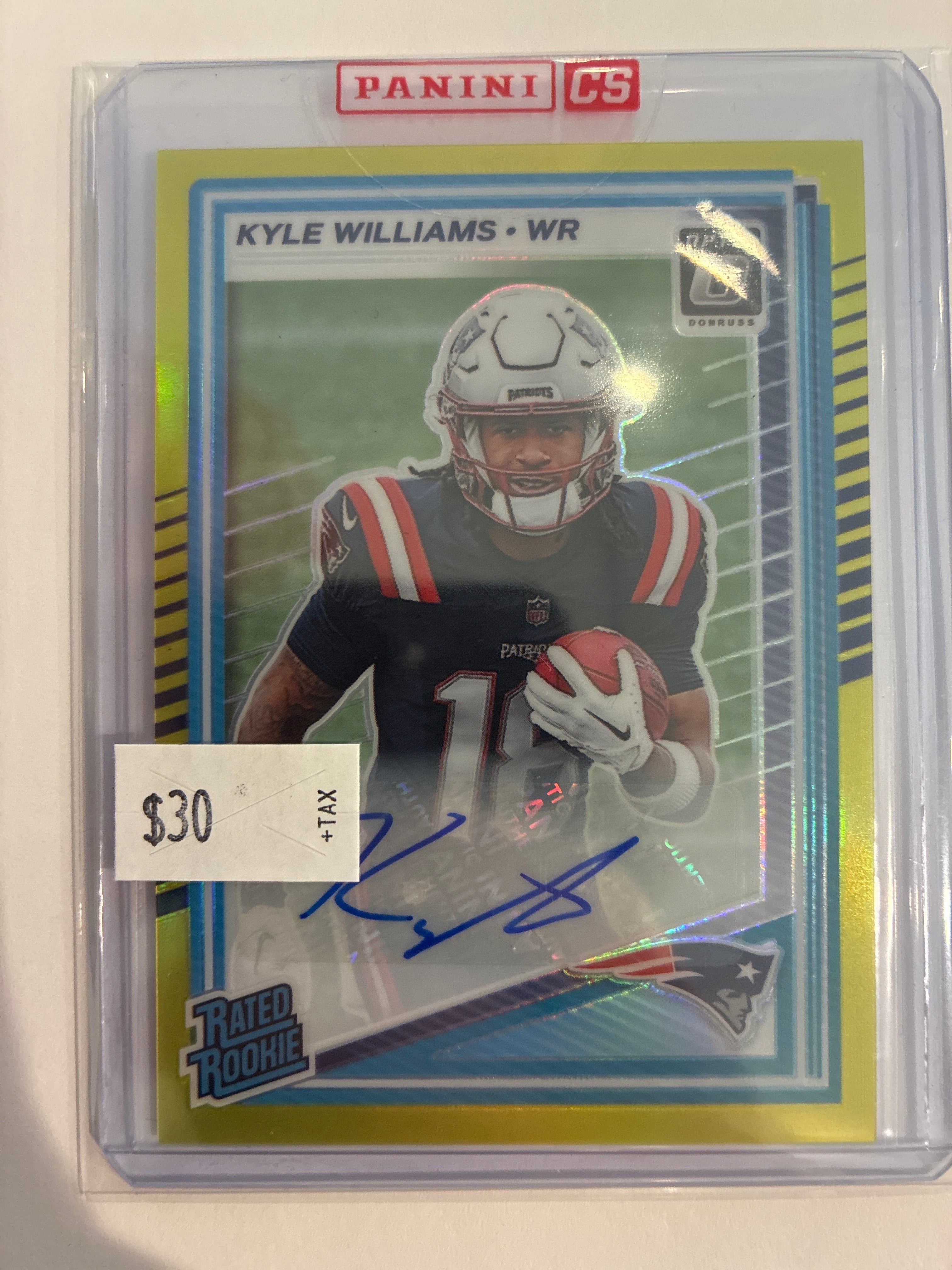 2025 Panini Donruss Optic Rated Rookie Kyle Williams #245 Neon Yellow Prizm Auto 25/99