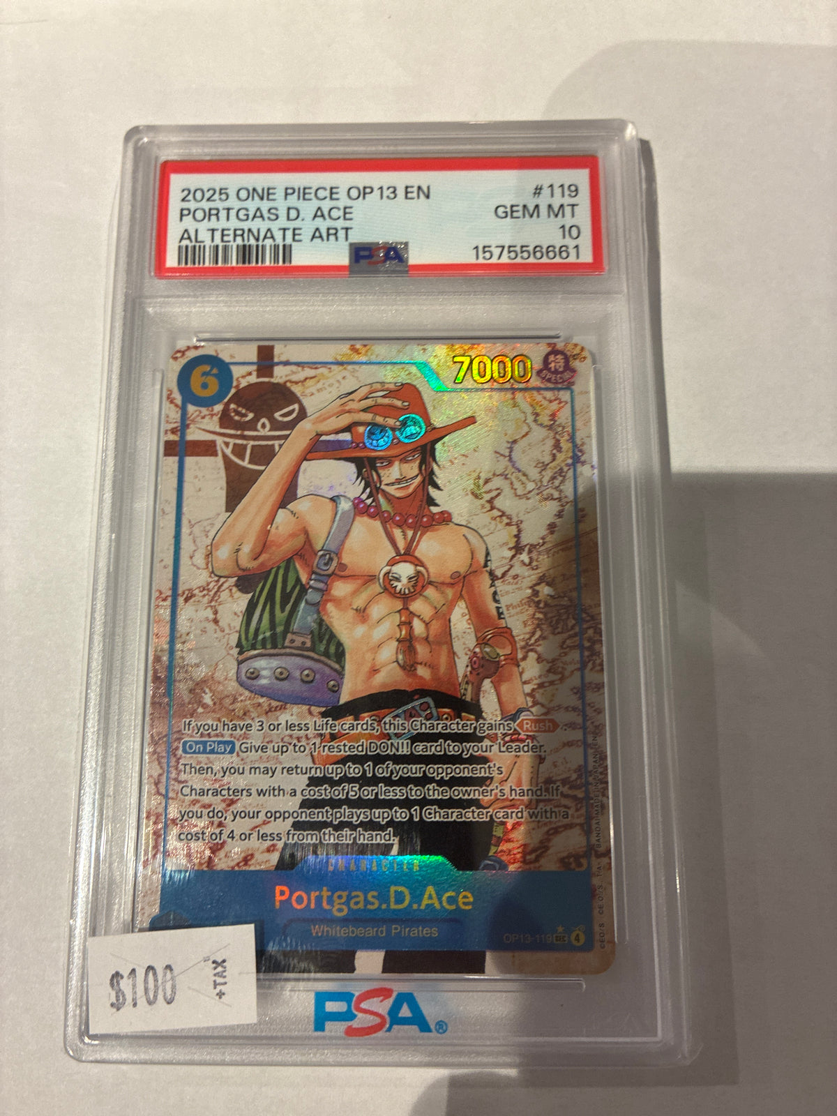One piece Portgas D. Ace Alternate art PSA 10 ￼