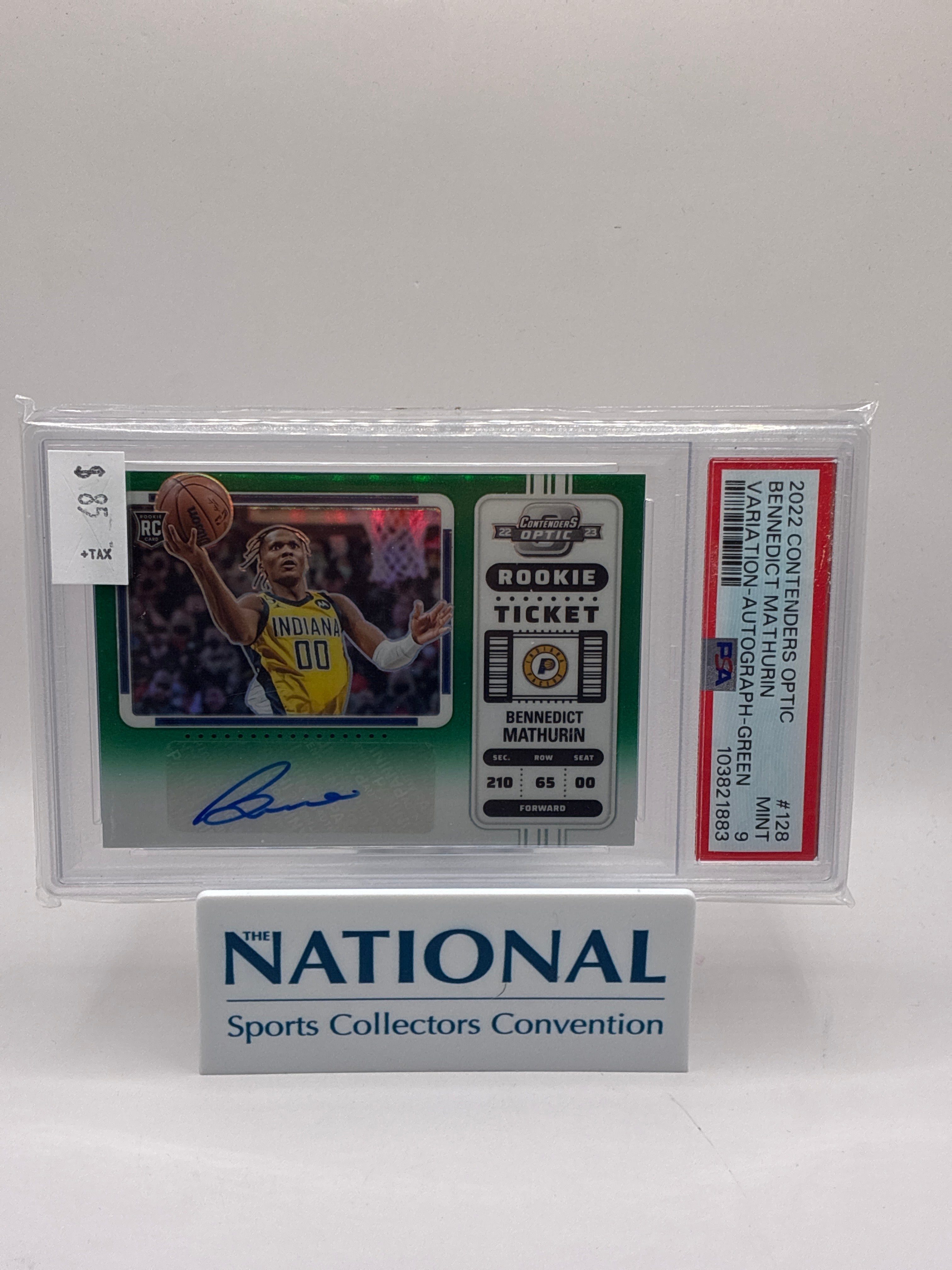 2022 Panini Prizm Bennedict Mathurin Contenders Optic Autograph Green PSA 9