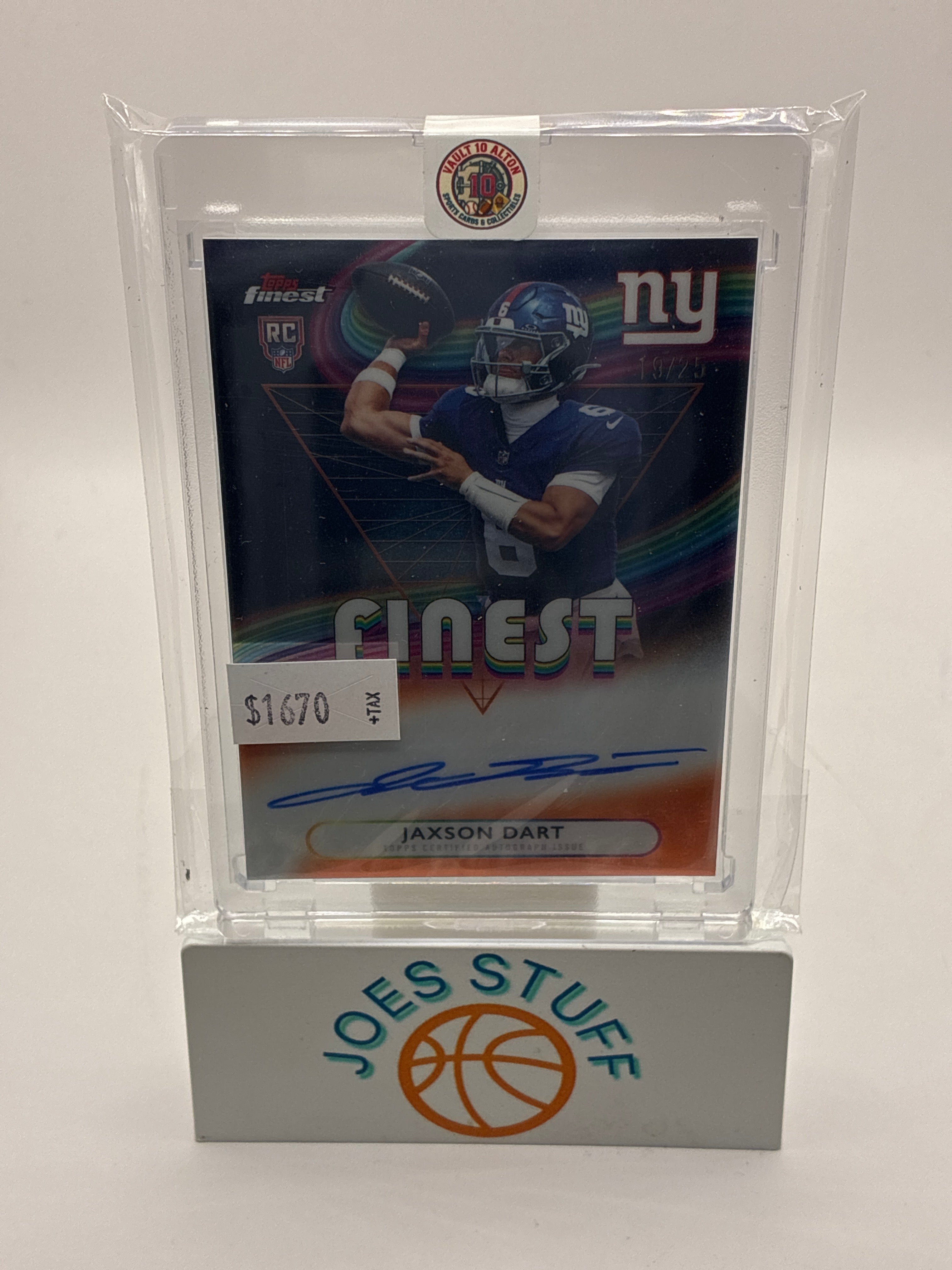 2025 Topps Finest Jaxson Dart Rookies Finest Autograph Orange Refractor 19/25