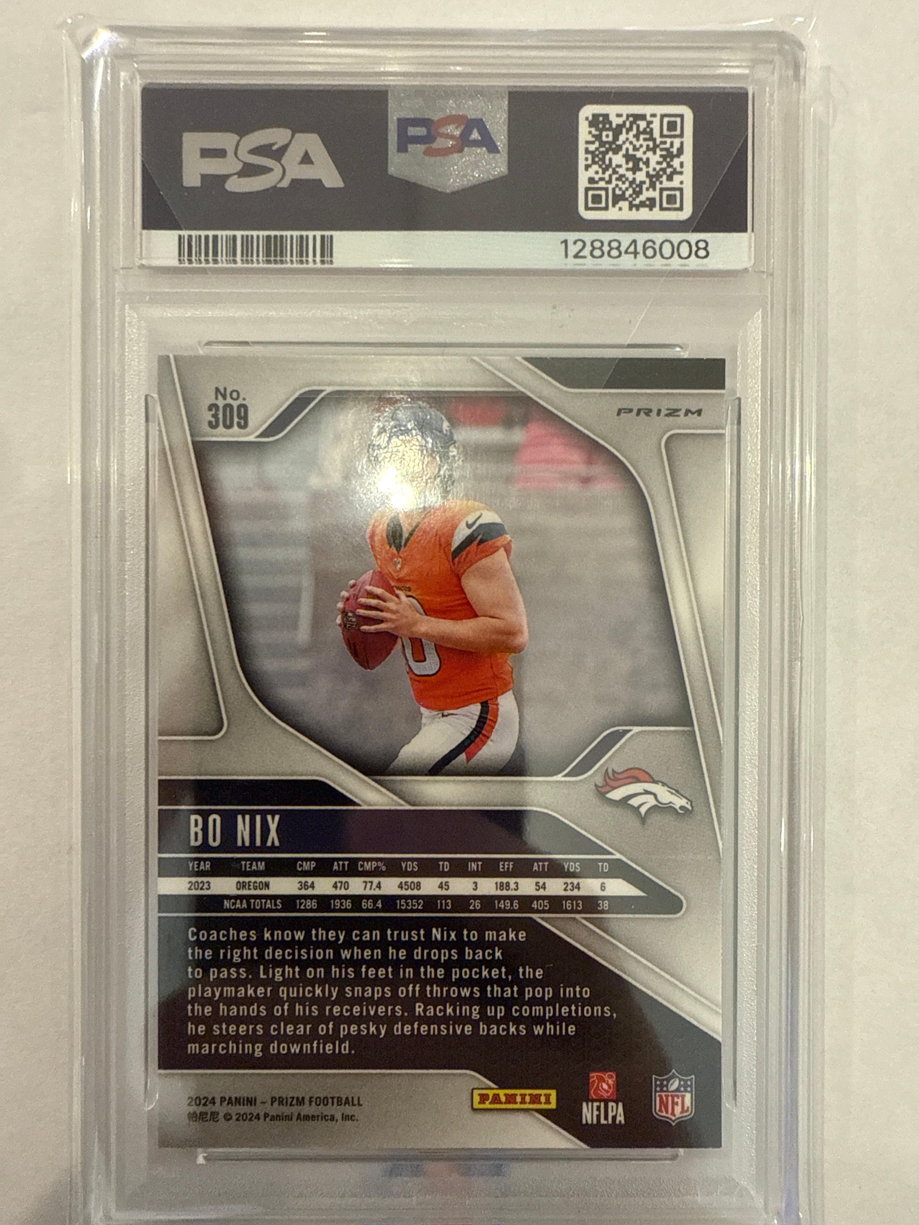 2024 Prizm Bo Nix Green PSA 9