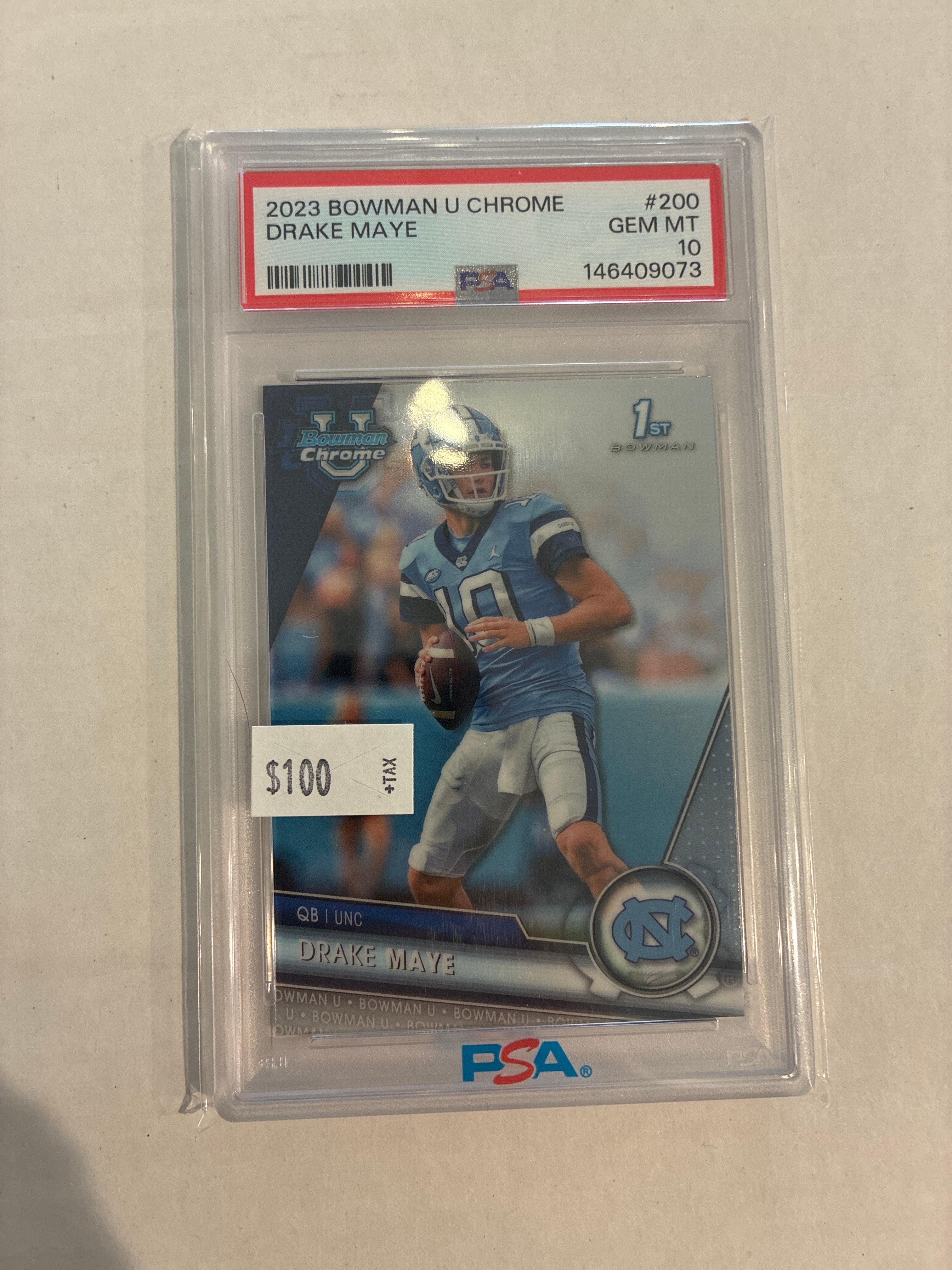 2023 Bowman University Chrome Drake Maye PSA 10