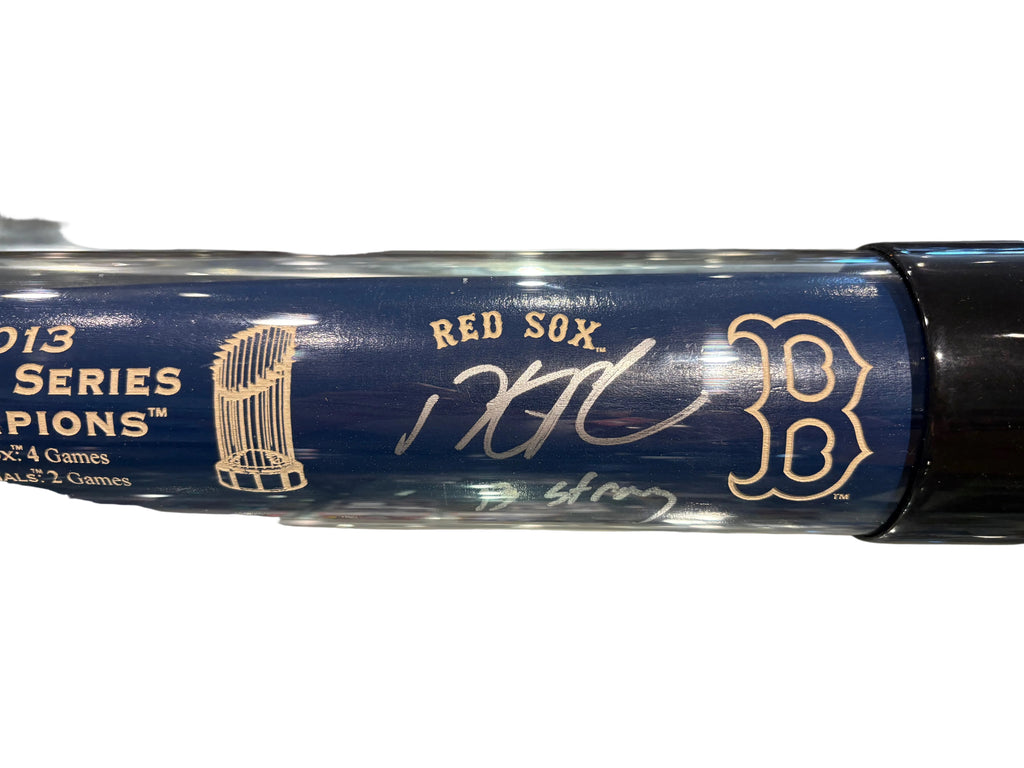 Dustin Peoria Autographed Bat 2013 World Series Bat Inscribed Boston Strong, PSA/DNA Cert