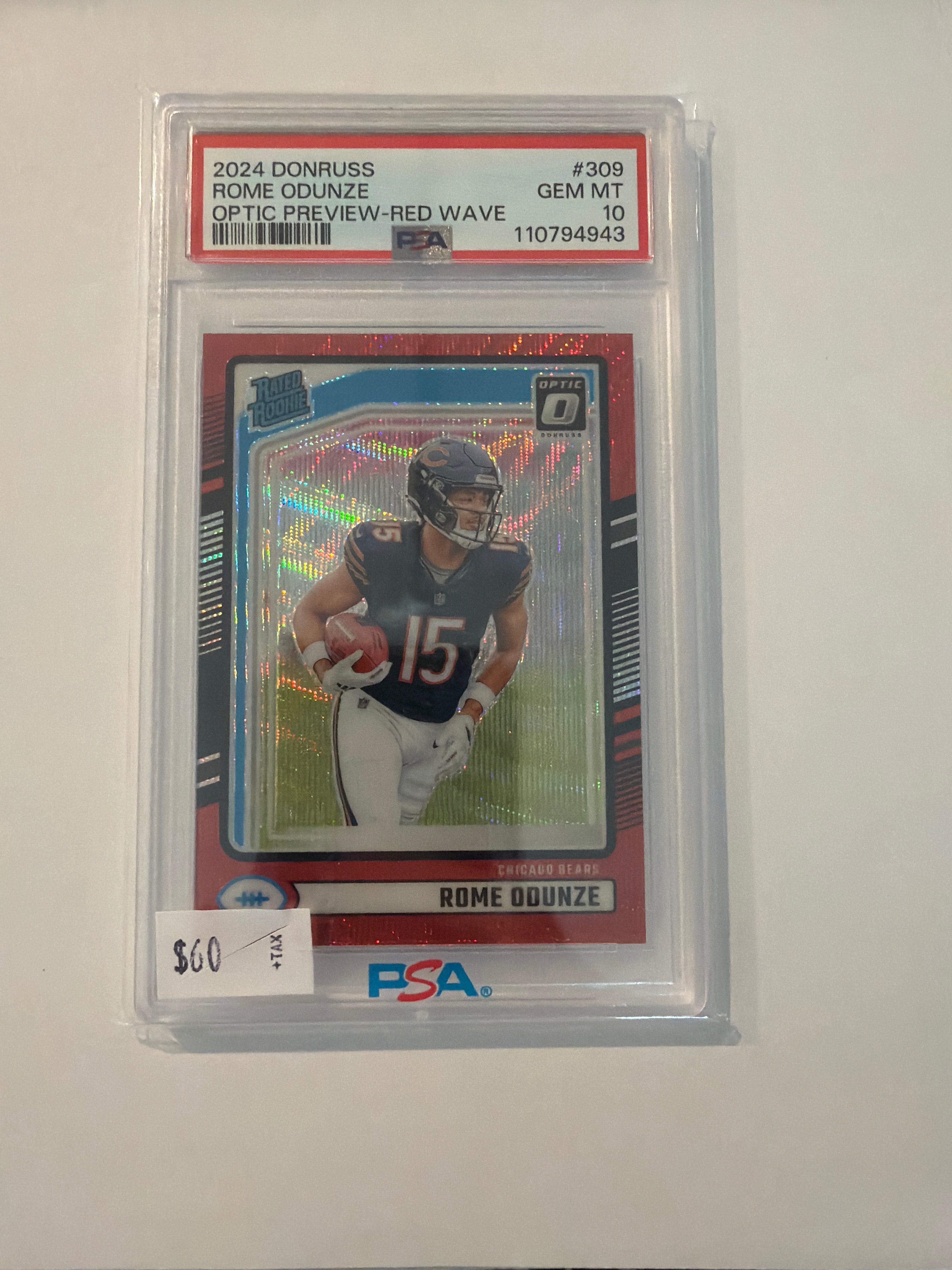 2024 Donruss Rome Odunze optic preview red wave PSA10