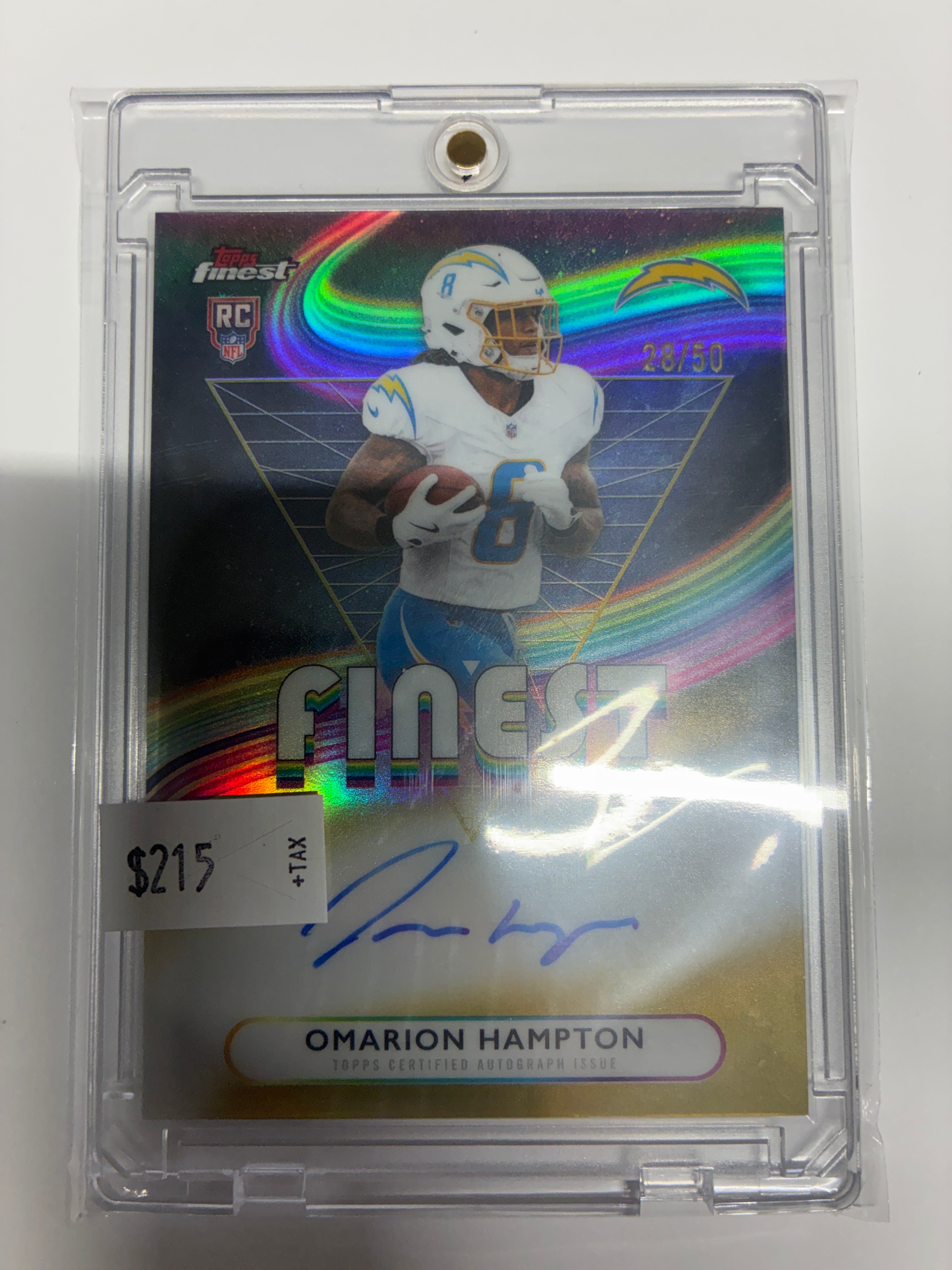 2025 Topps Finest Omarion Hampton Rookie Card Gold Auto 28/50
