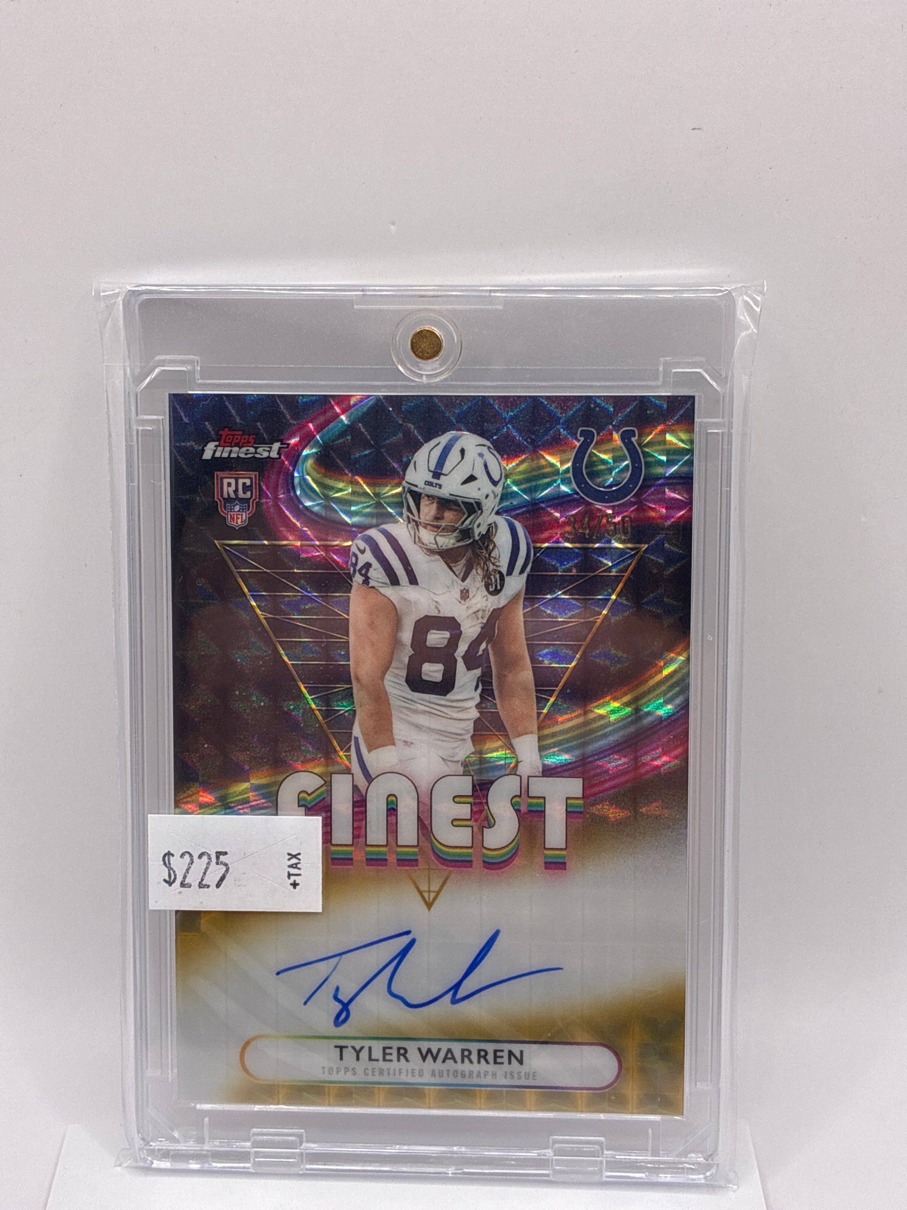 2025 Topps Finest Tyler Warren Autograph Gold Geometric 34/50