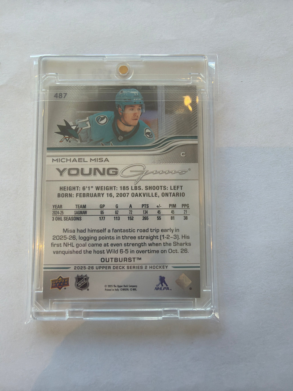 2025/26 upper deck Michael misa young guns