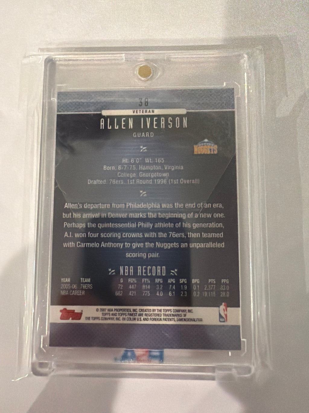 2007 Topps finest Allen iverson