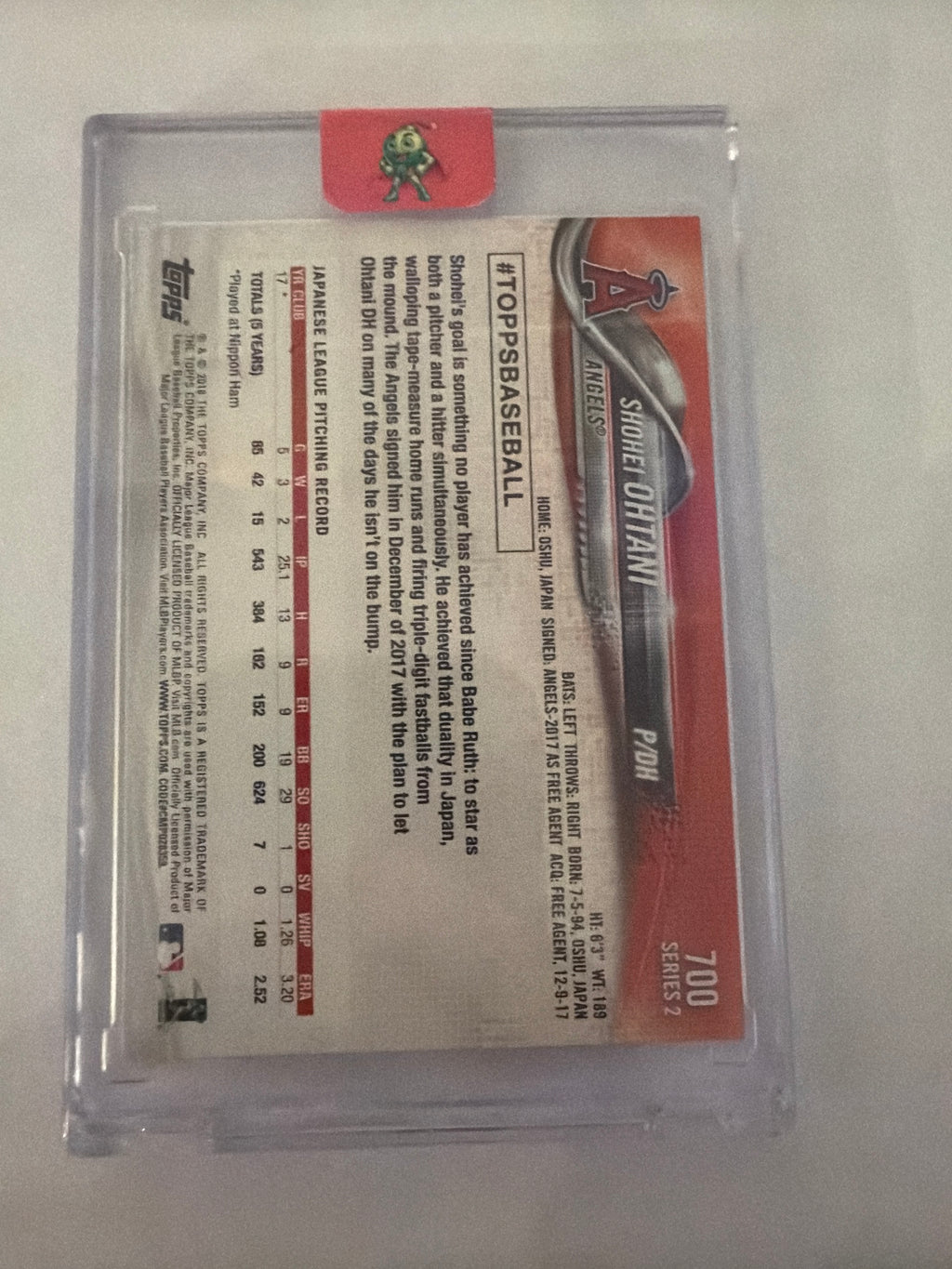 2018 Topps Shohei Ohtani white jersey ￼