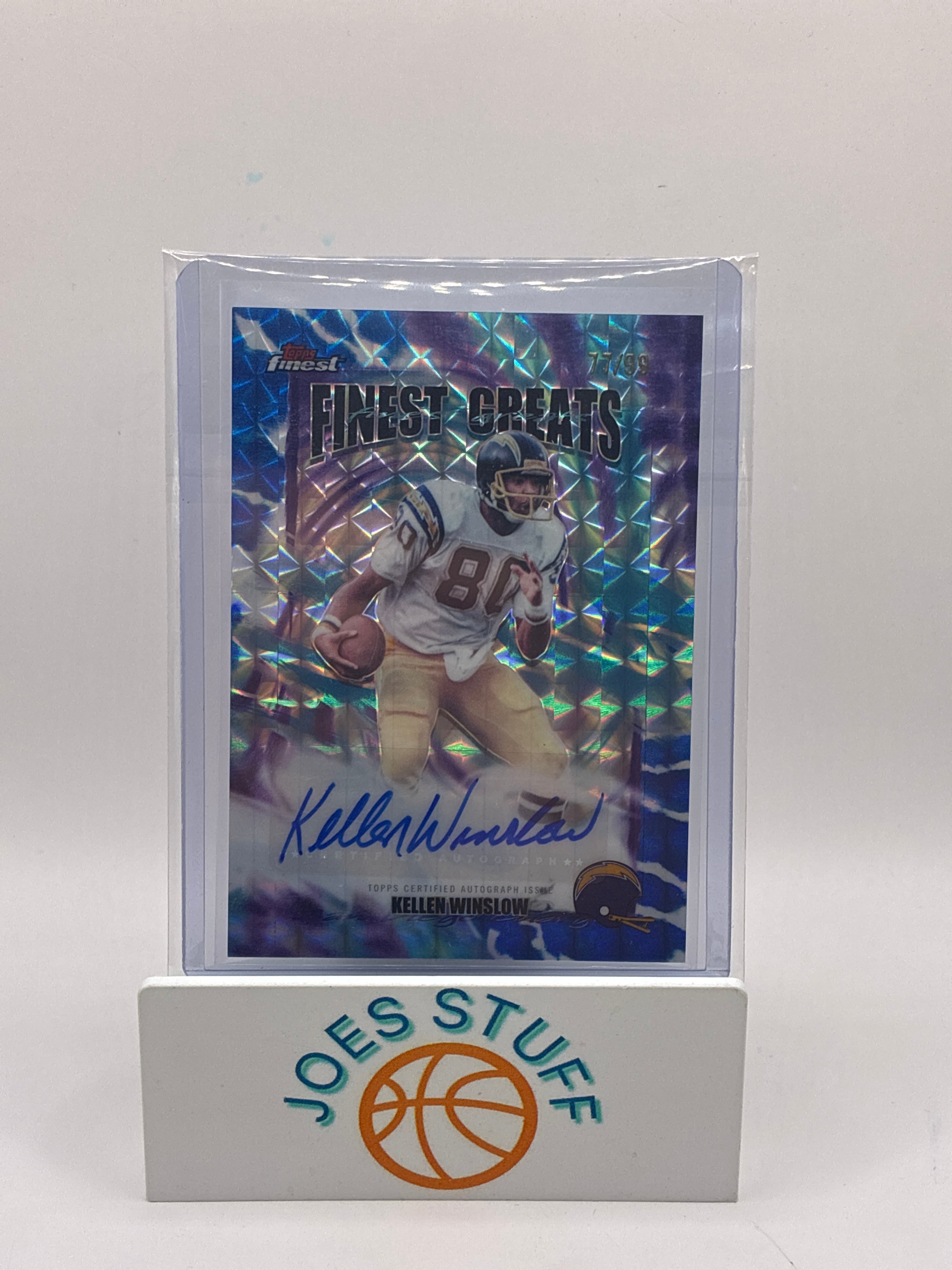 2025 Topps Finest Kellen Winslow Finest Greats Blue Geometric Autograph 77/99