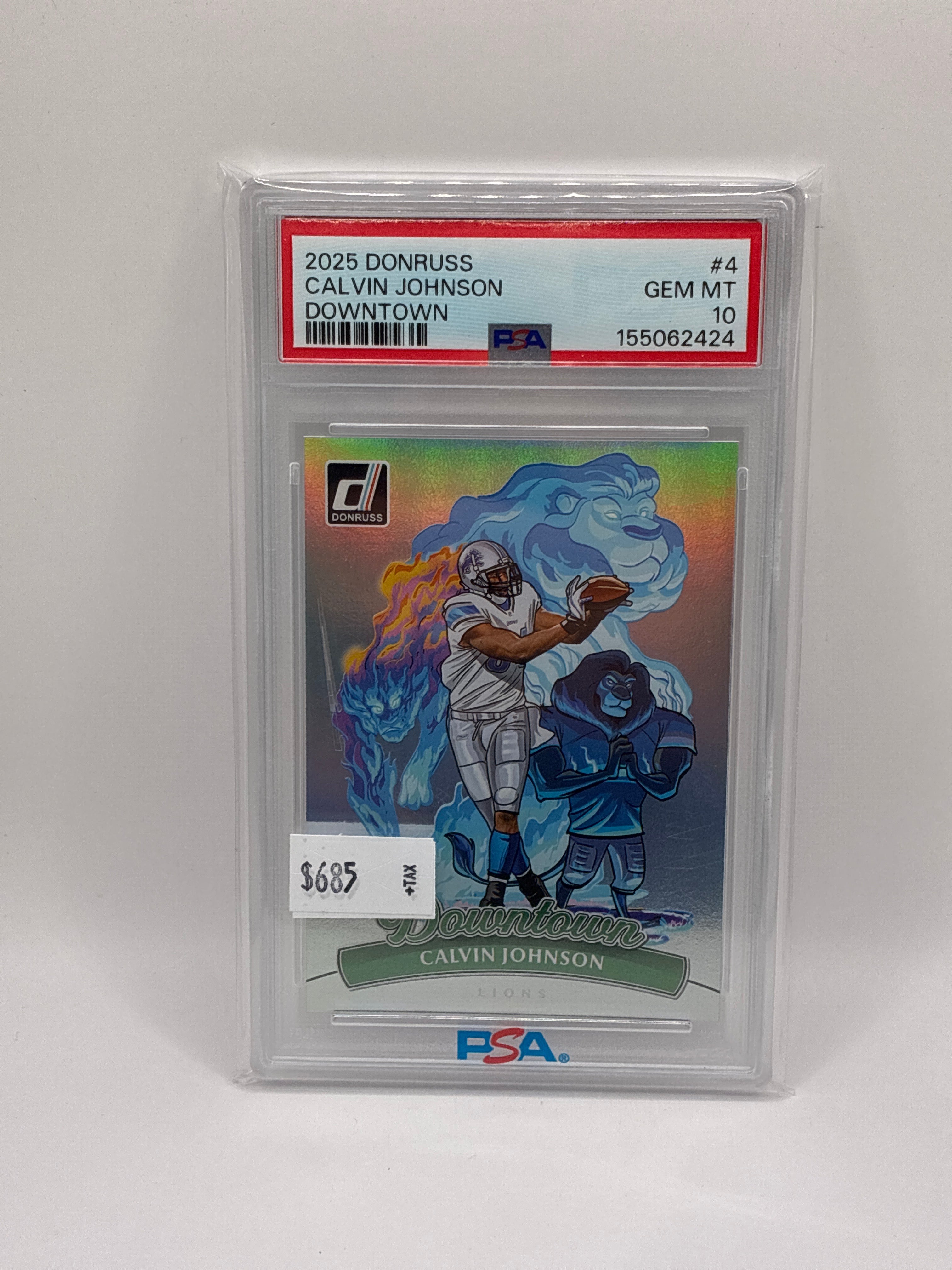 2025 Panini DonRuss Calvin Johnson Downtown PSA 10